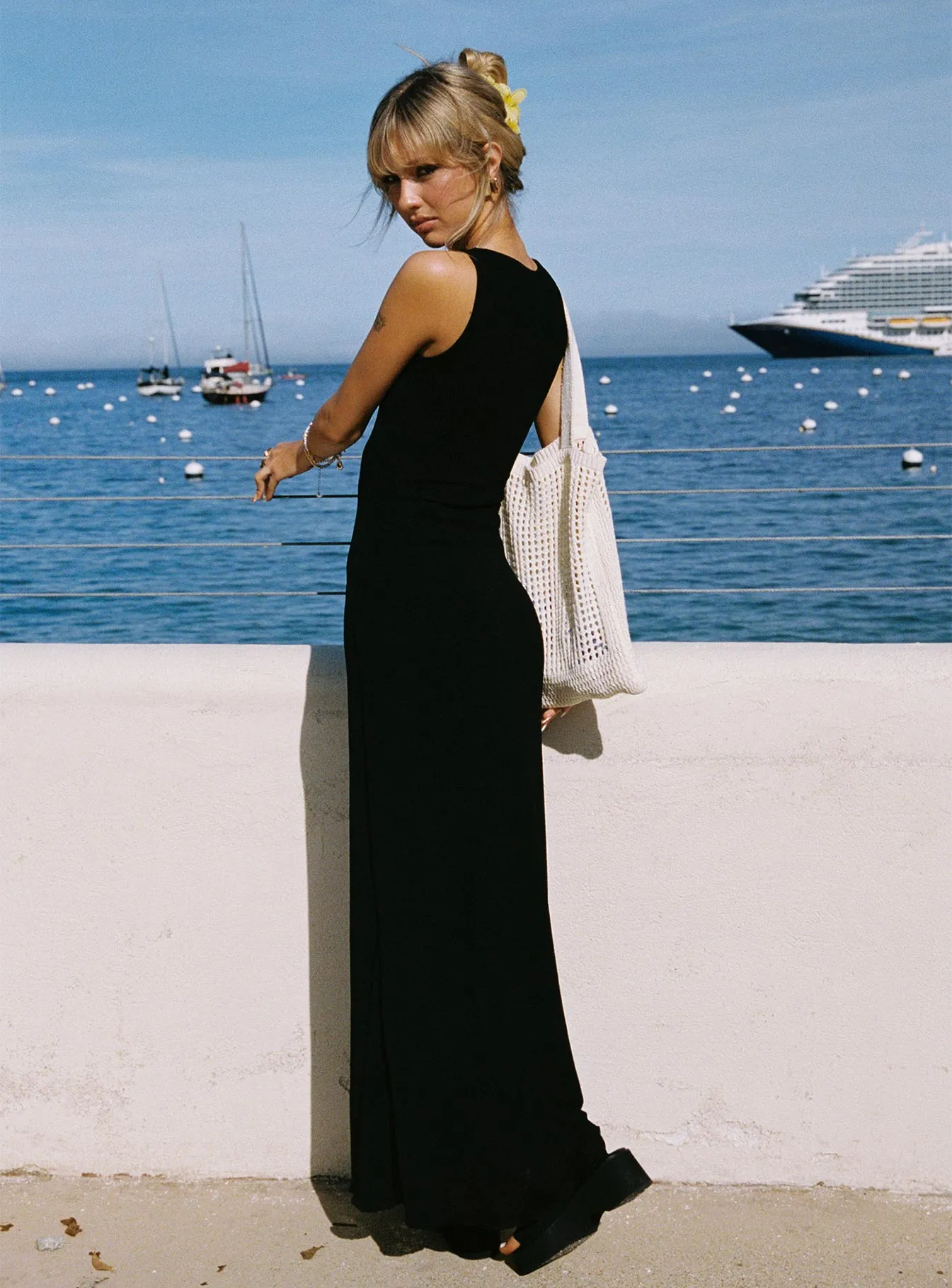 Dejonge Ring Sleeveless Maxi Dress Black The long length of this dress provides ample coverage while remaining stylish