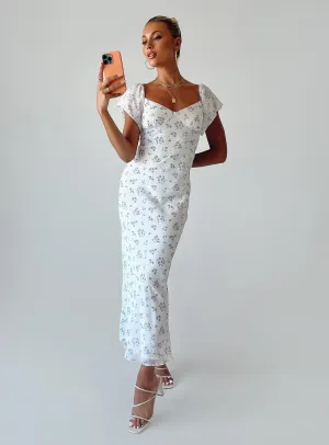 Hera Maxi Dress White Floral Autumn Gold