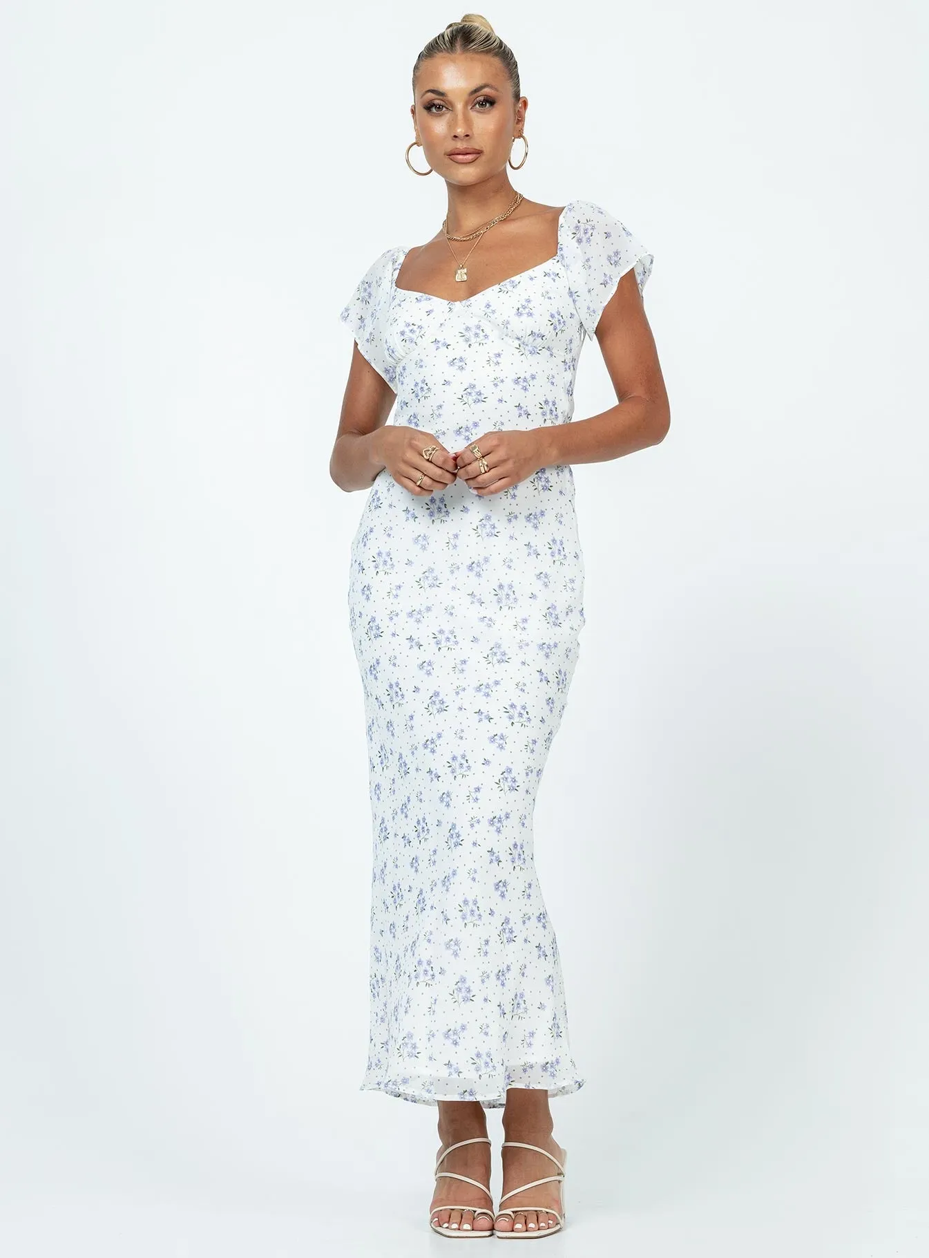 Hera Maxi Dress White Floral Spanish Heat