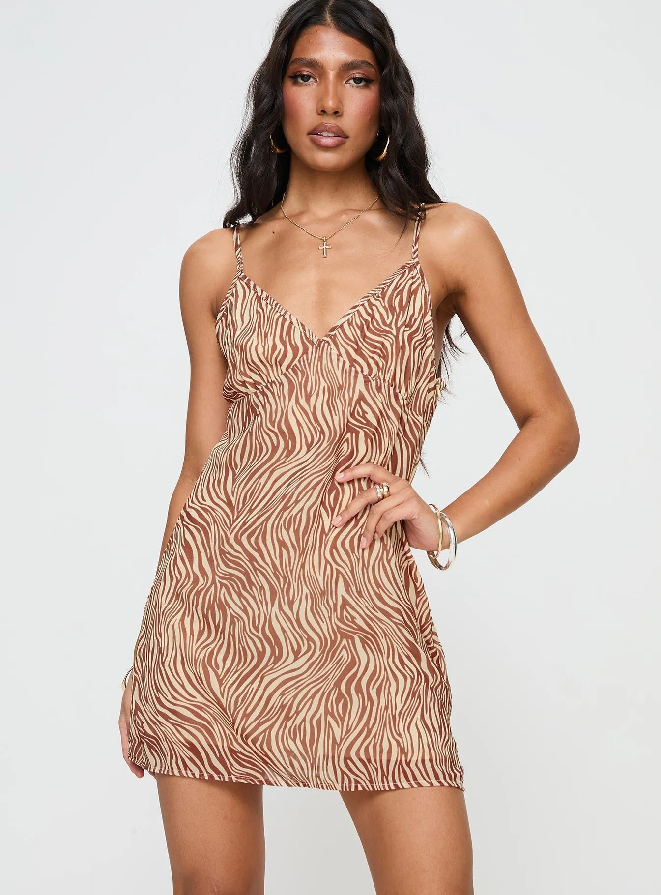 Timeless Fashion Wear Akari Mini Dress Brown Zebra