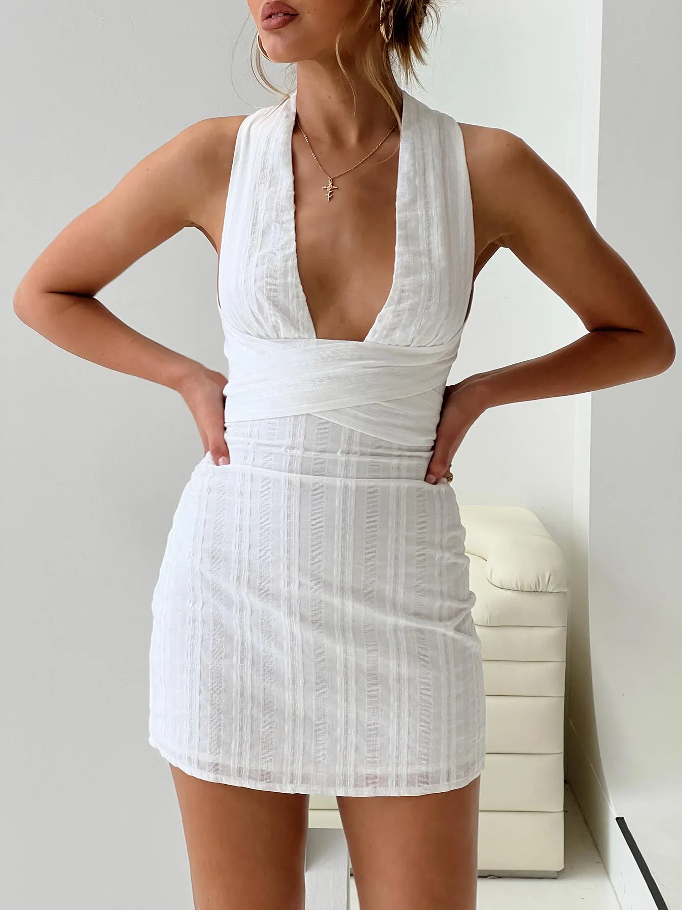 Shine Warm Alsace Mini Dress White