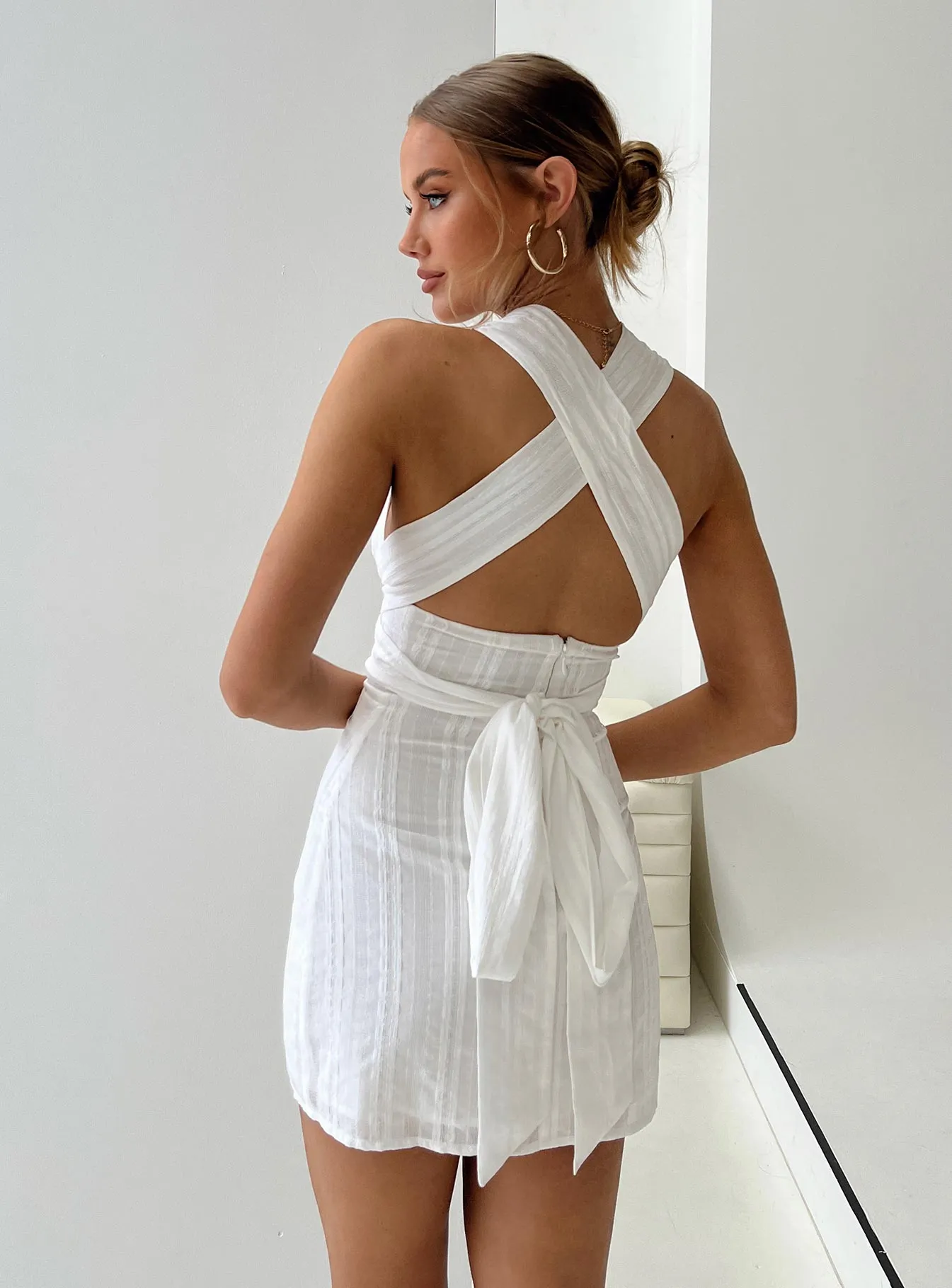 Timeless Design Charming Prints Alsace Mini Dress White