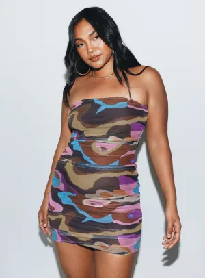 Azalea Strapless Mini Dress Multi Scene Warm