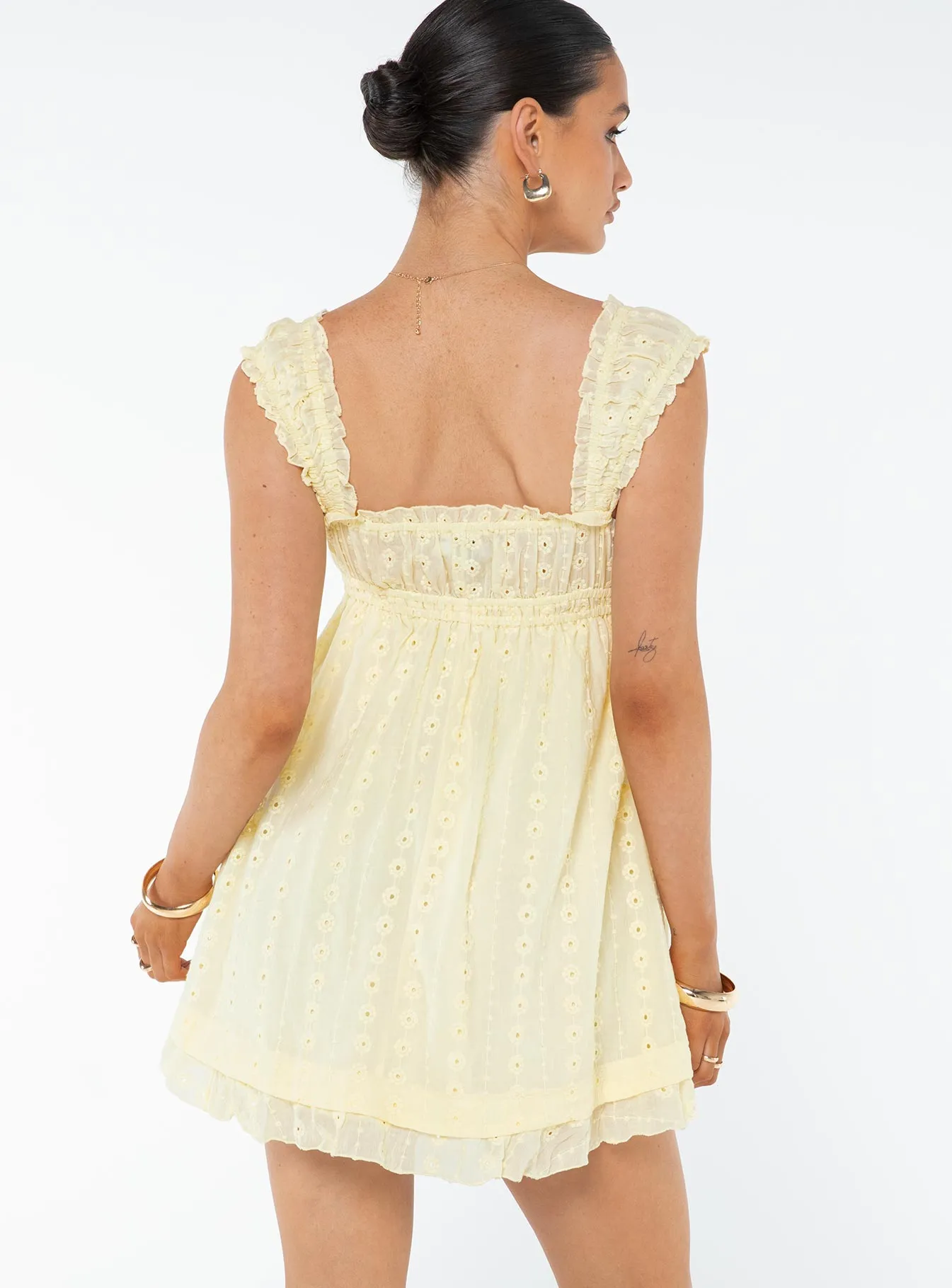 Stylish short-sleeve mini Carlita Mini Dress Yellow Tall