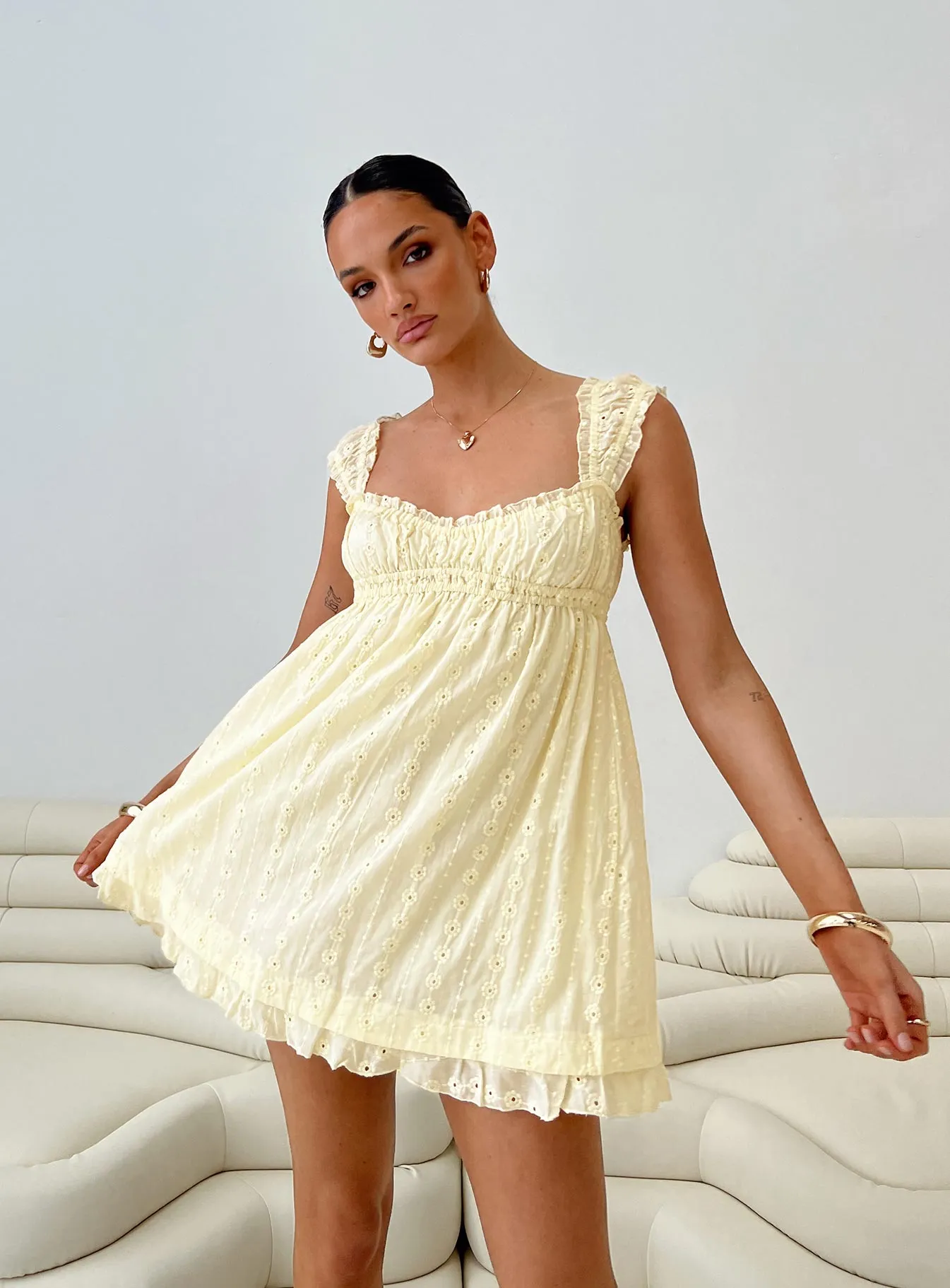 Carlita Mini Dress Yellow Tall Hot Edge