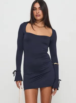Dalzine Long Sleeve Mini Dress Navy Party Proof