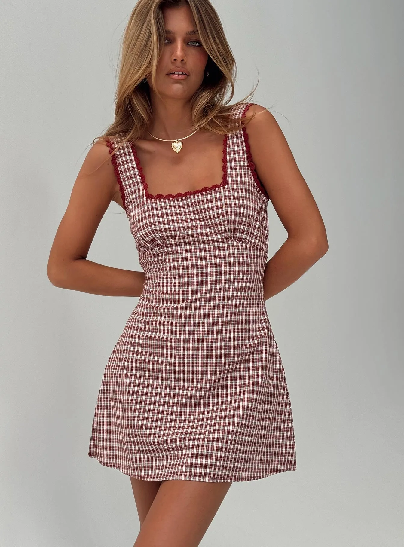 Dasha Mini Dress Red Check UPF Sun Protection