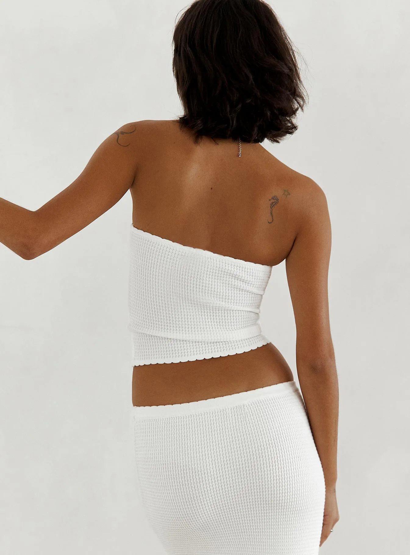 Double Stitched Seams NonRestrictive Fit Huckle Tube Top White