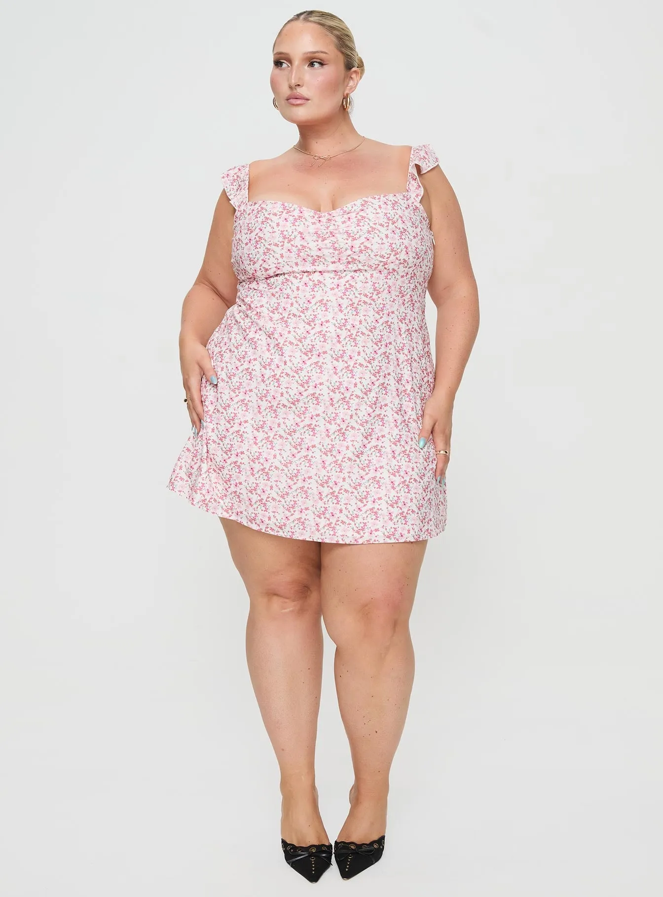 Trendy Chic Scene Mode Landon Mini Dress Pink Floral Curve