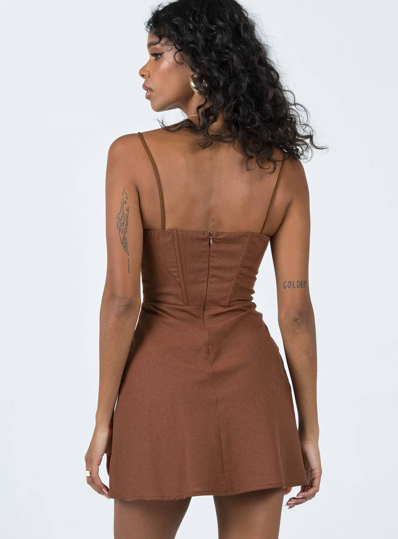 Lesley Mini Dress Brown Scene Light