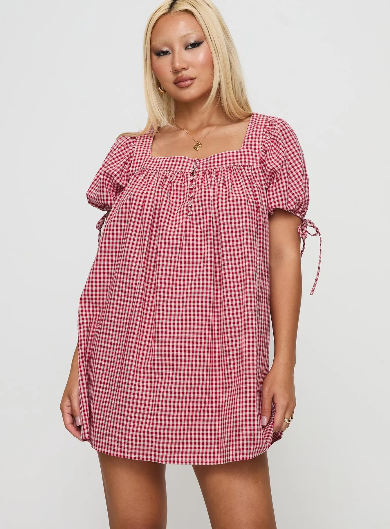 Ventilated Underarm Panels Modern Fashion Lilibet Mini Dress Red Gingham
