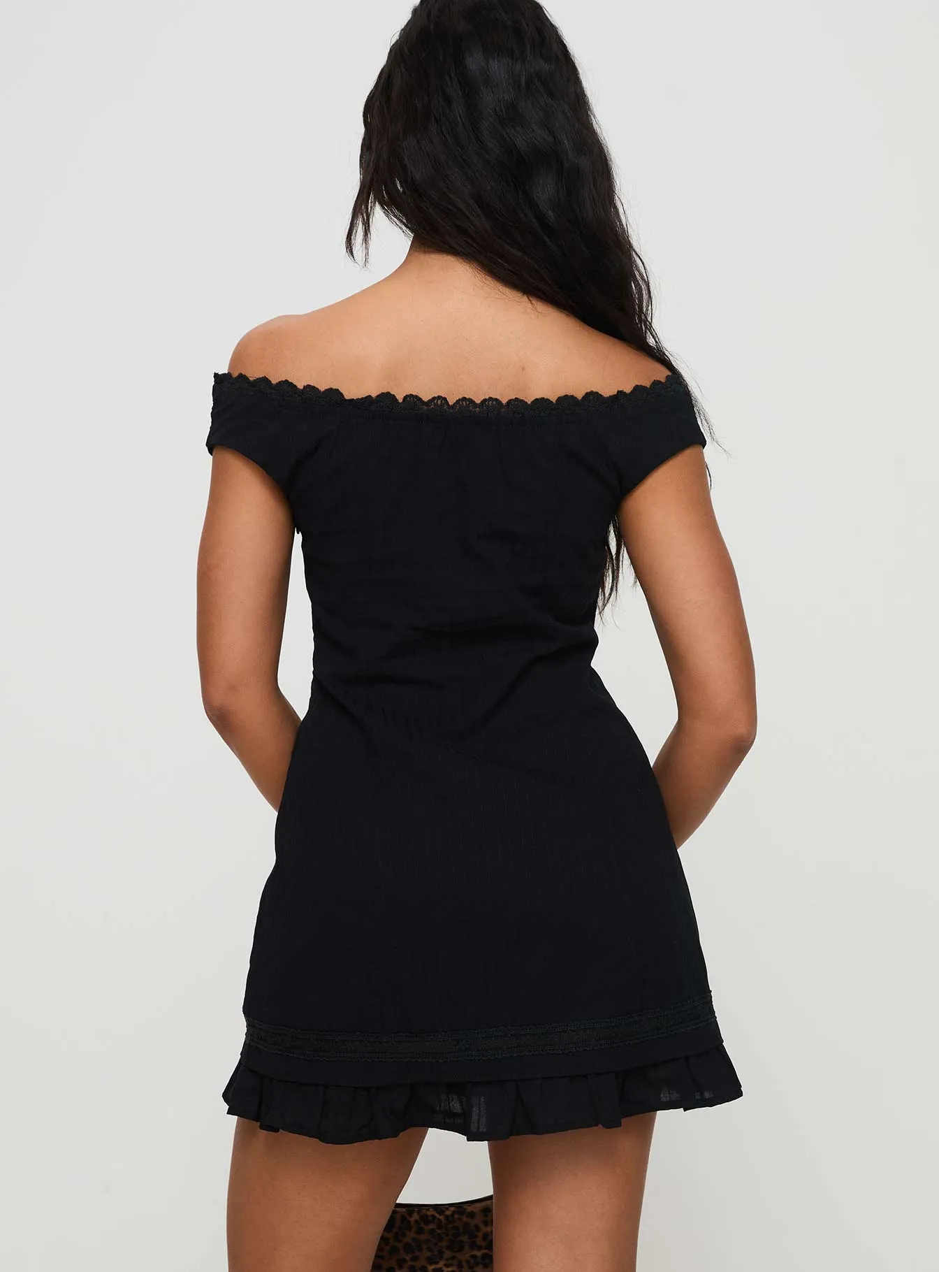 Shine Mode Curvy Love Mirrorball Off The Shoulder Mini Dress Black