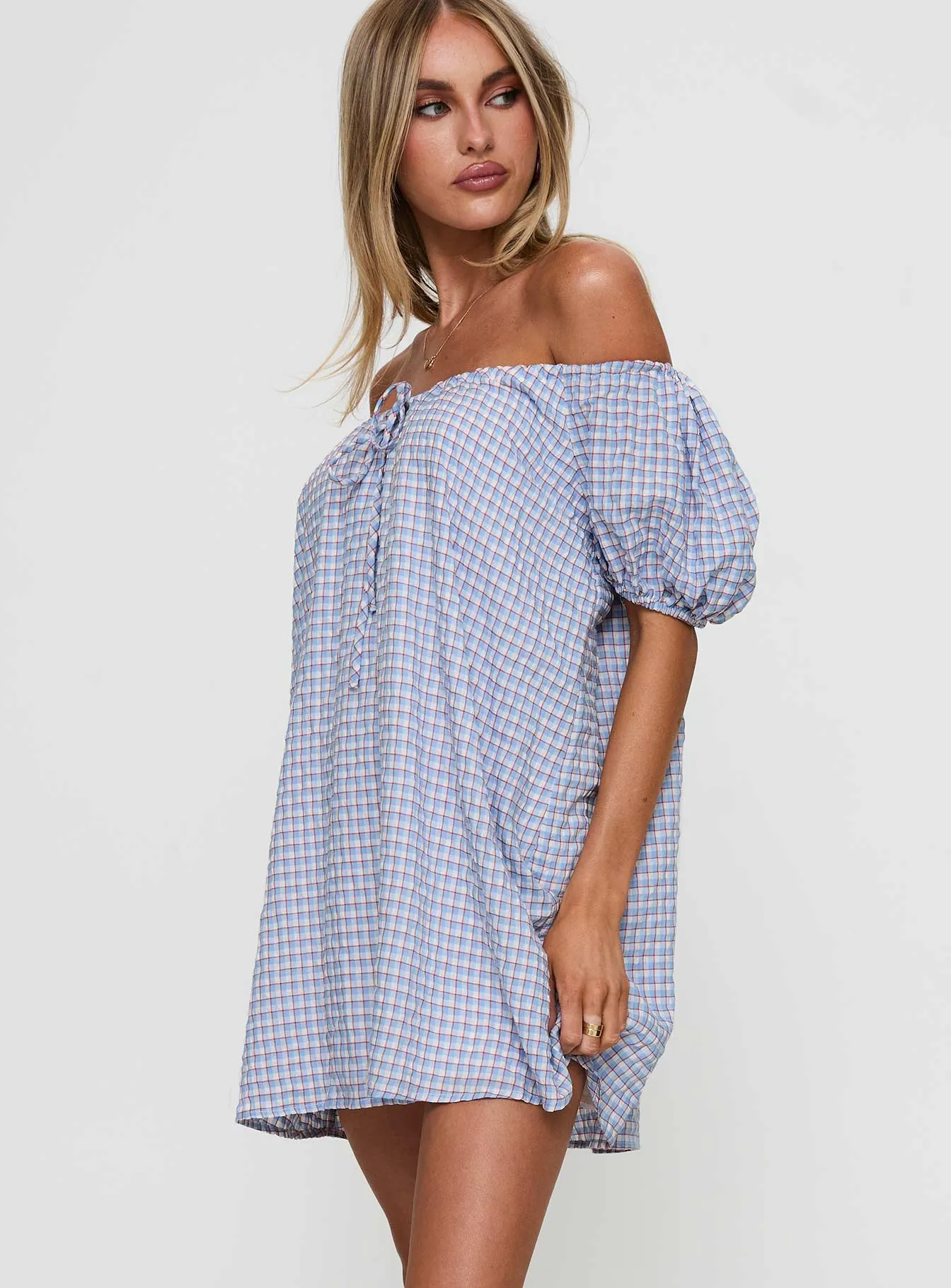Morning Doves Mini Dress Blue Trendy boho-inspired mini