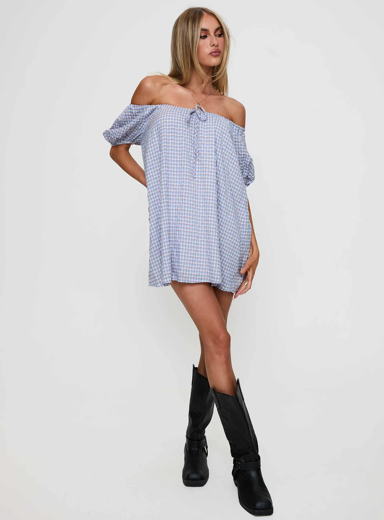 Girls Night Morning Doves Mini Dress Blue