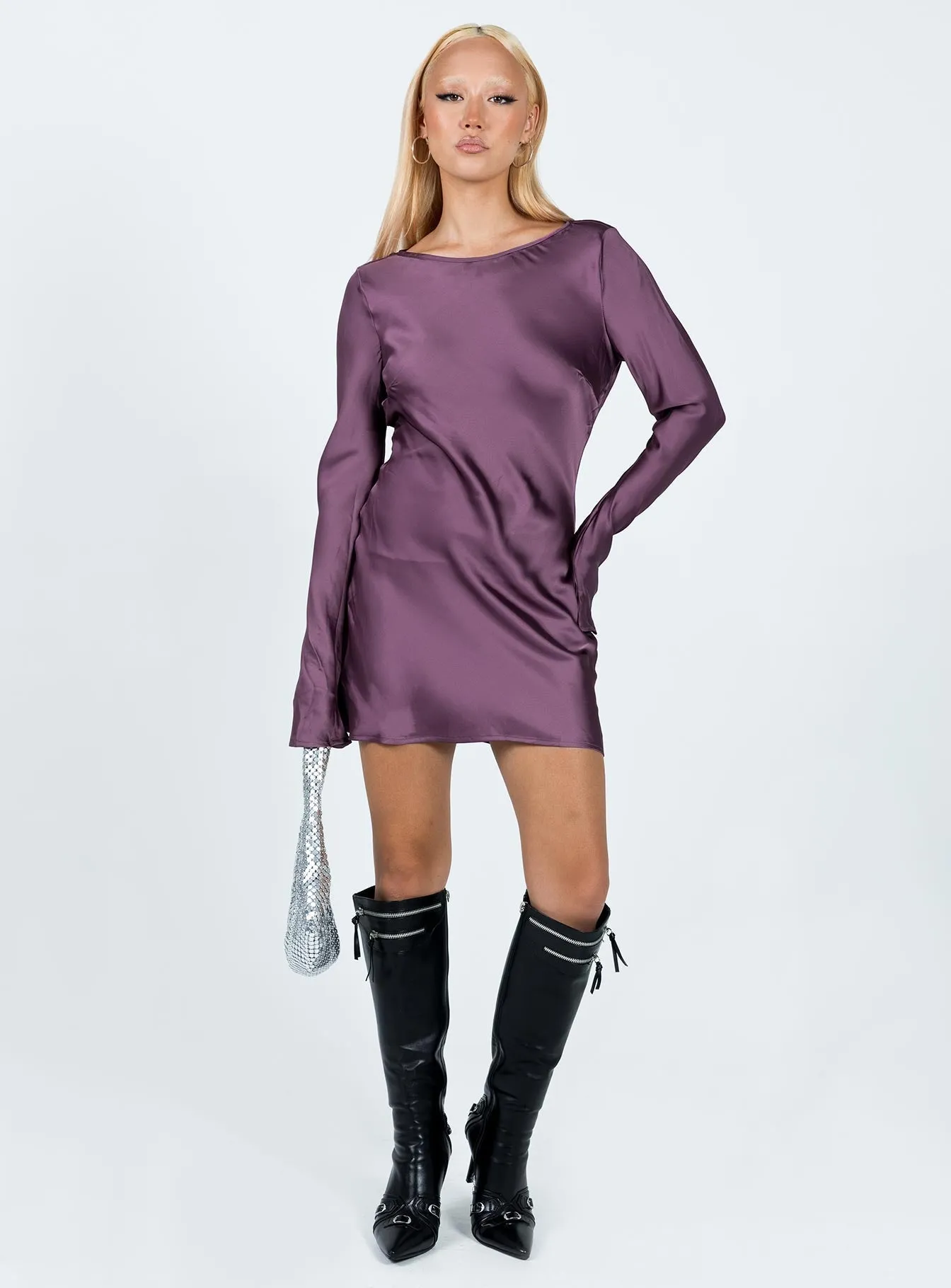 Chic Appeal Simple Vibe Namara Long Sleeve Mini Dress Purple