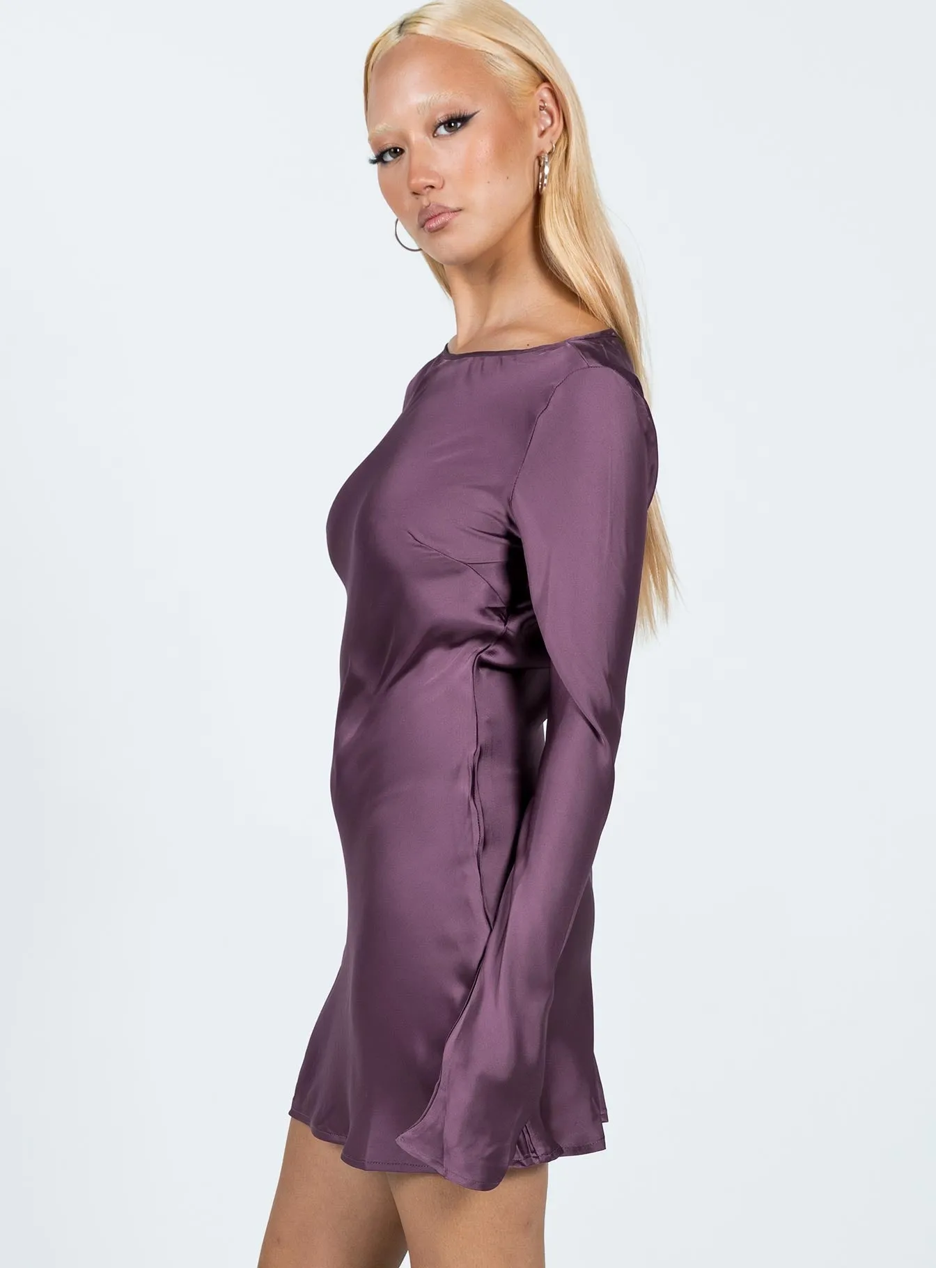 Namara Long Sleeve Mini Dress Purple Bar Scene Quick Scene
