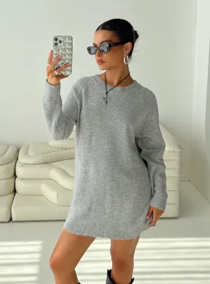 Bar Pop Pop Hot Prewitt Sweater Mini Dress Grey
