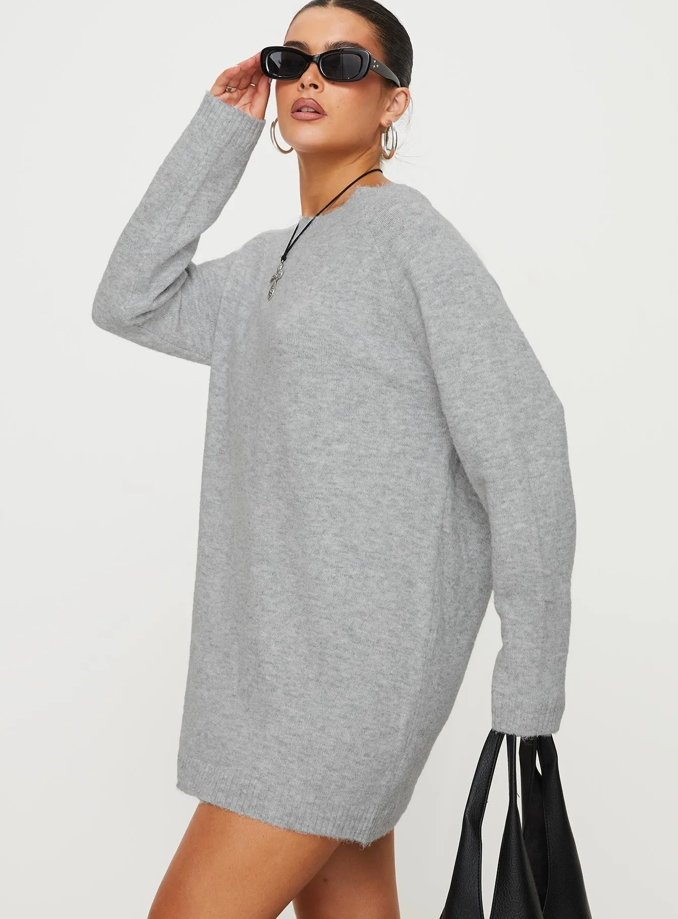 Easy-care playful dress Prewitt Sweater Mini Dress Grey