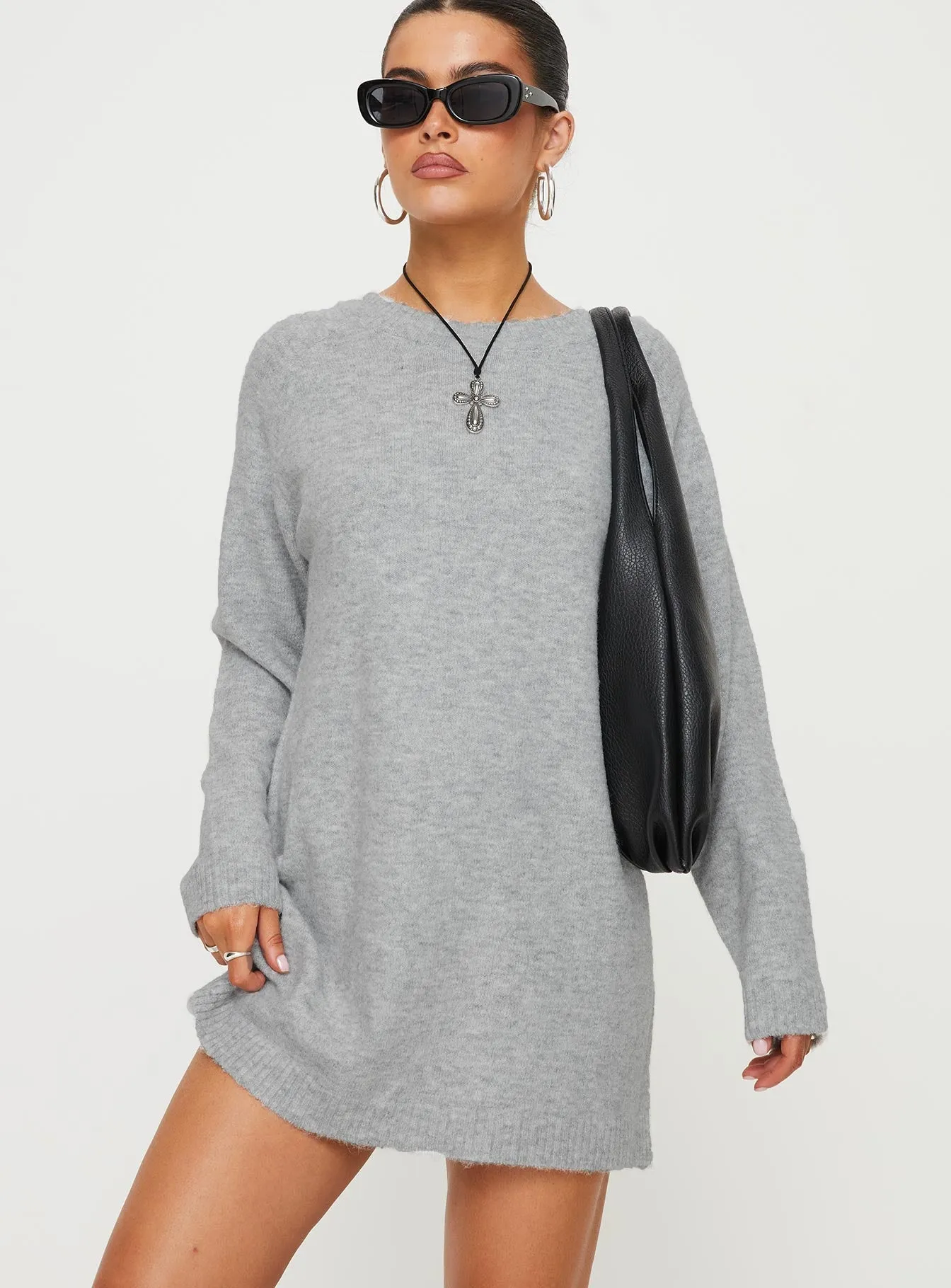 Prewitt Sweater Mini Dress Grey Adjustable Ties Non toxic