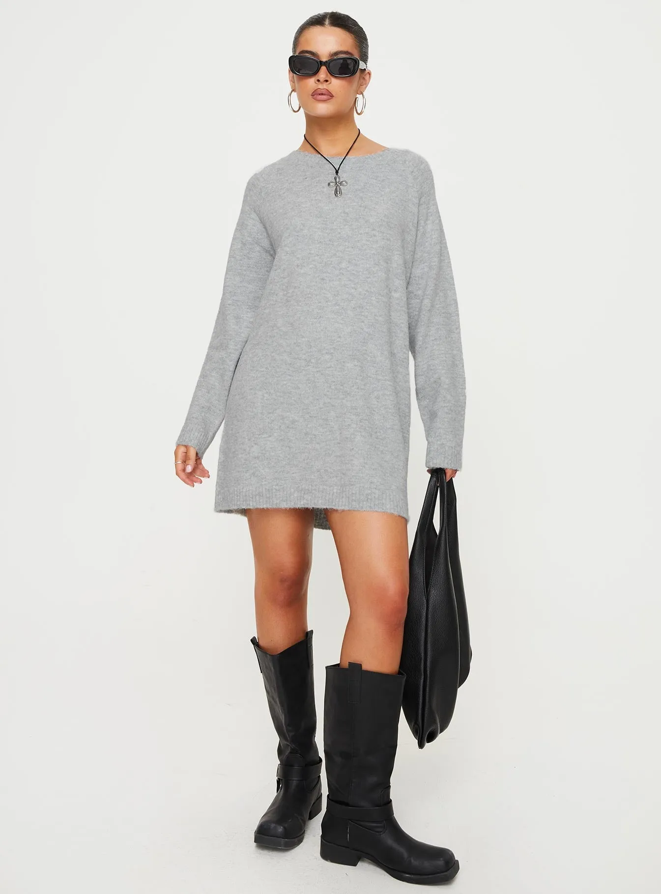 Prewitt Sweater Mini Dress Grey Sustainable production Star Beat
