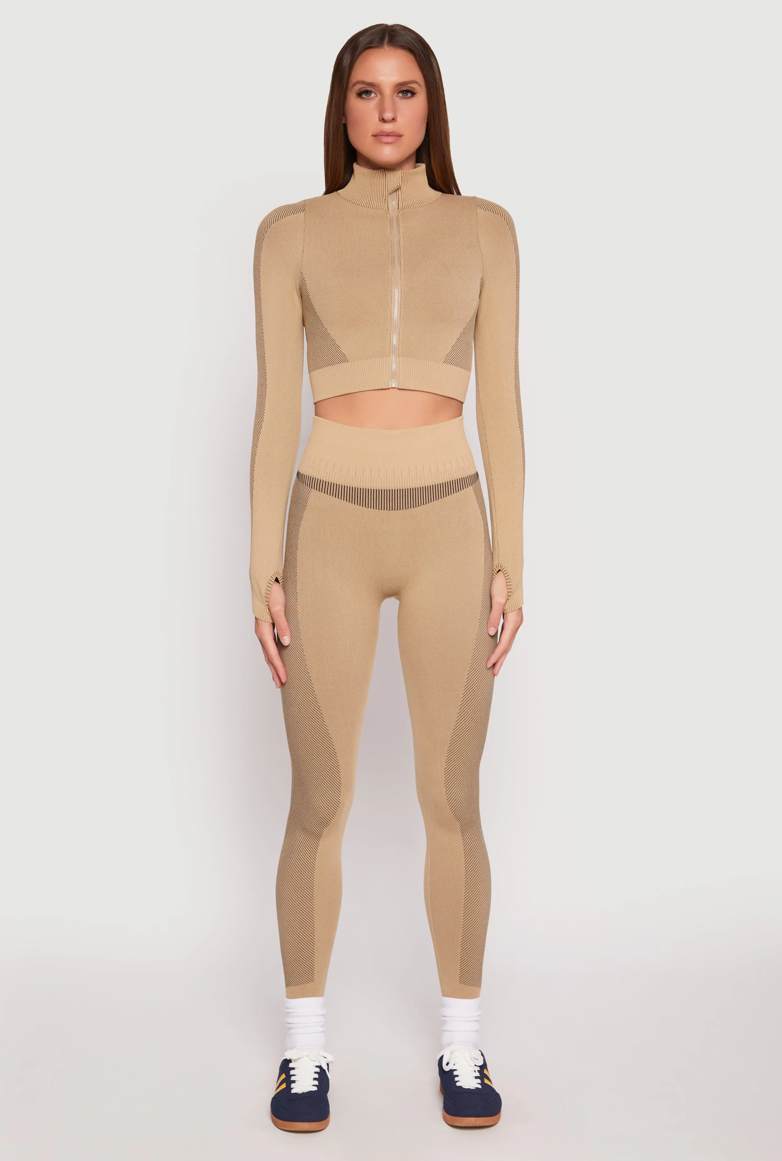 Breathable Weave Seamless Compression Rib Leggings