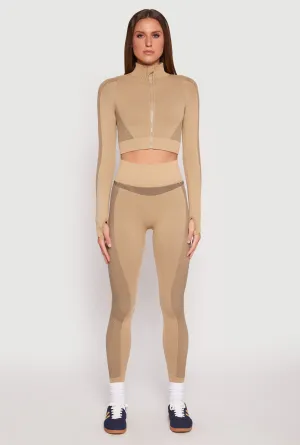 Breathable Weave Seamless Compression Rib Leggings
