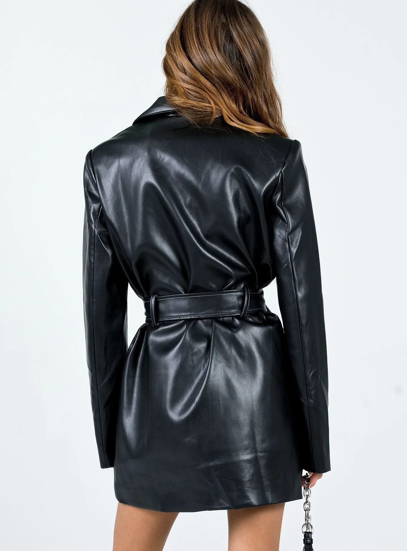 Bohemian Design Steinway PU Mini Dress Black