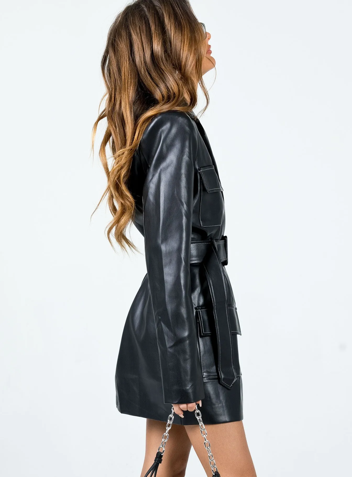 Steinway PU Mini Dress Black Style Fresh
