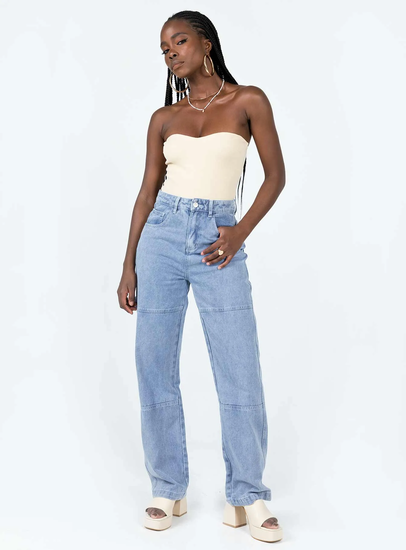 Low Profile Zipper Copeland Jeans Light Wash Denim