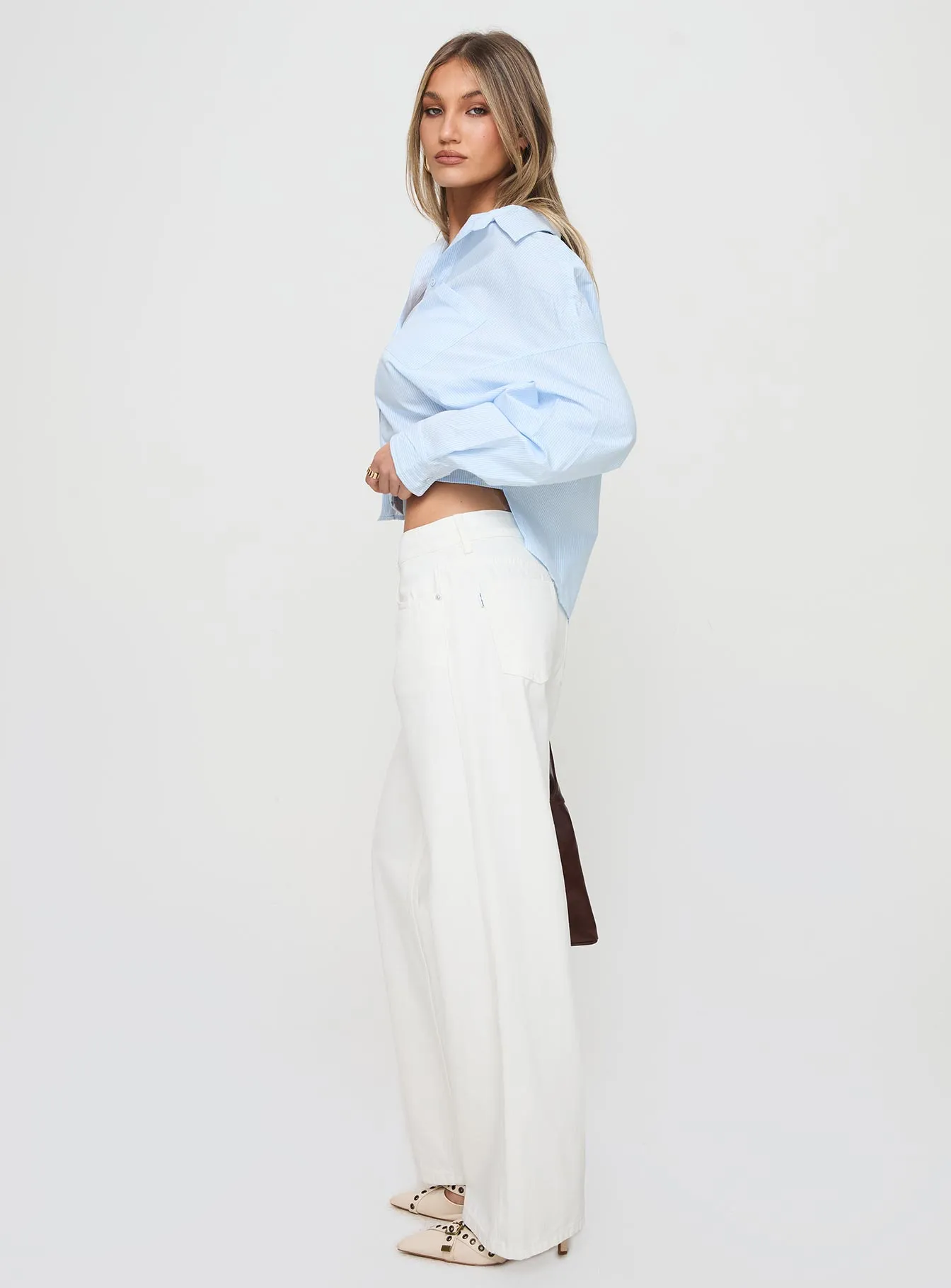 Ellanor Low Rise Straight Leg Jeans White Night Out Parent Style