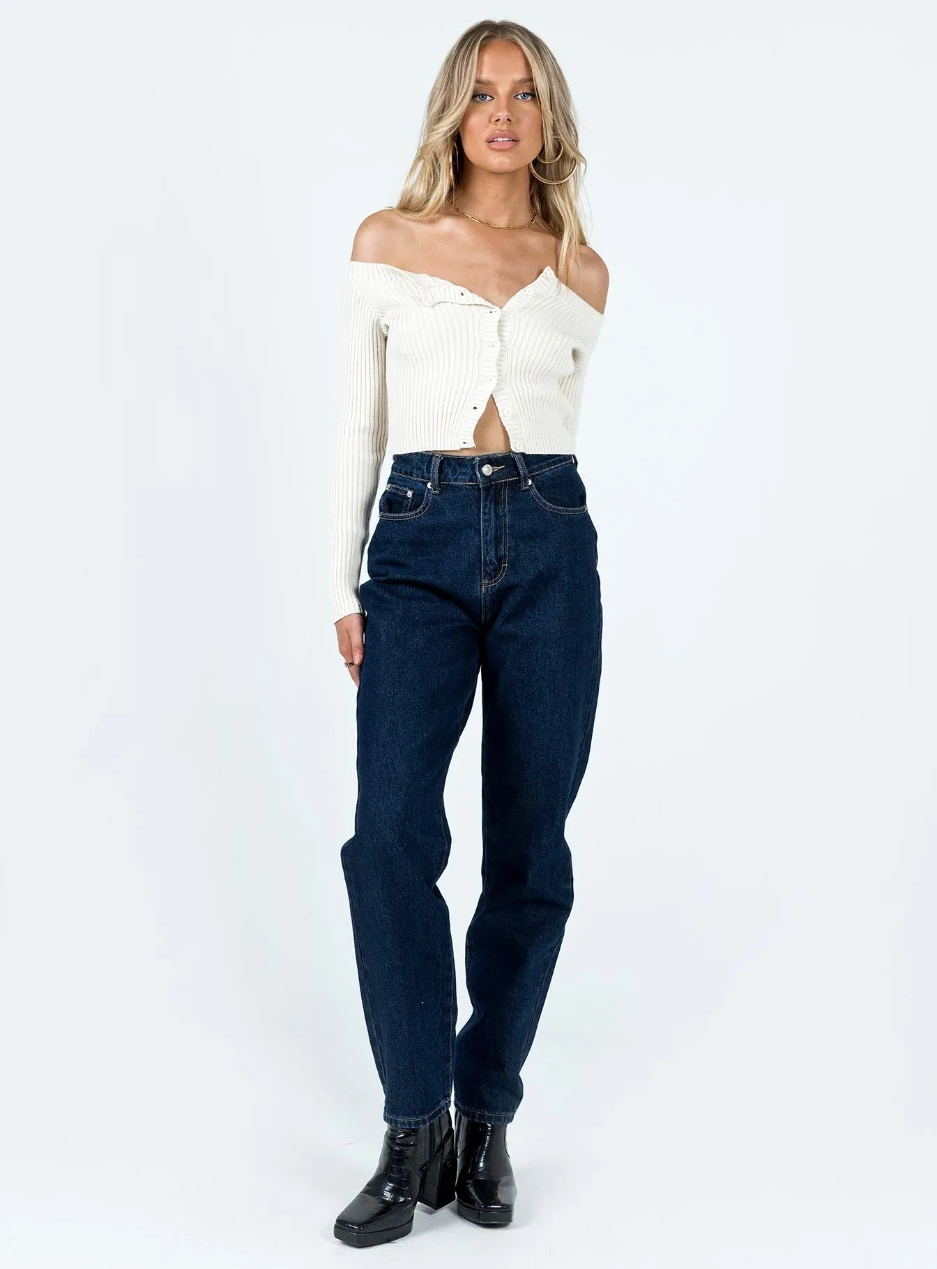 Standard Piece Neutral Vibrant Chill Outfit Zane High Waisted Mom Jean Denim