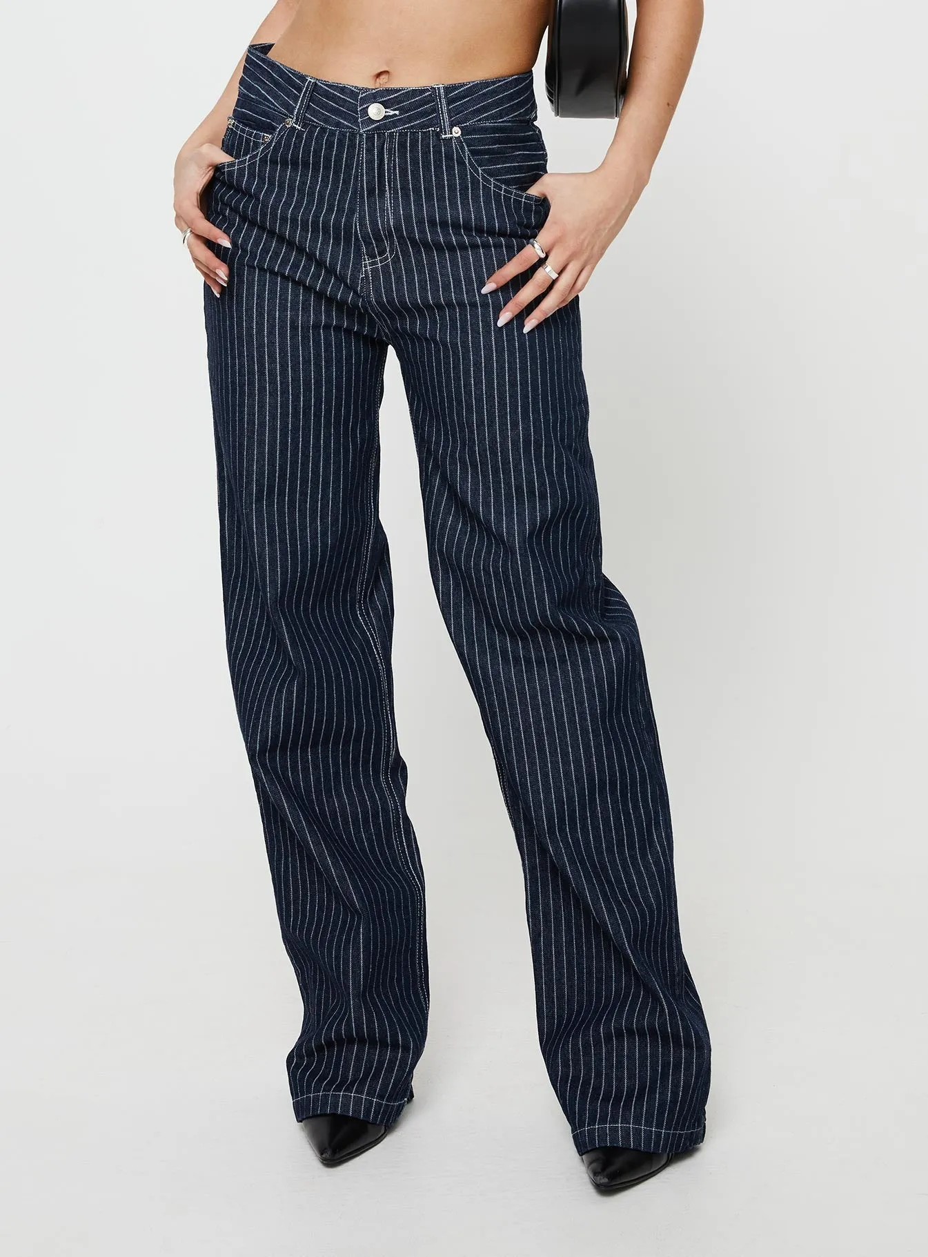 Rathlyn Pinstripe Jeans Dark Denim Modern Fit