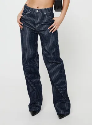 Rathlyn Pinstripe Jeans Dark Denim Modern Fit