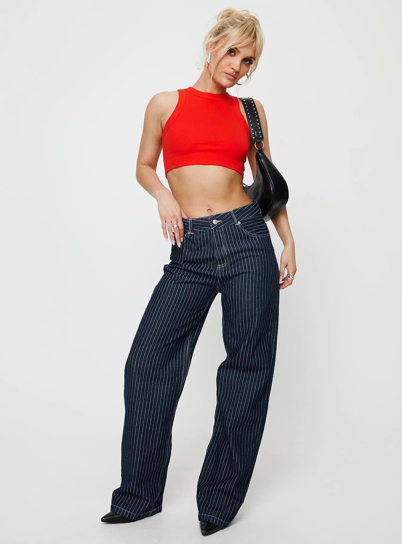 Rainy Day High Quality Rathlyn Pinstripe Jeans Dark Denim