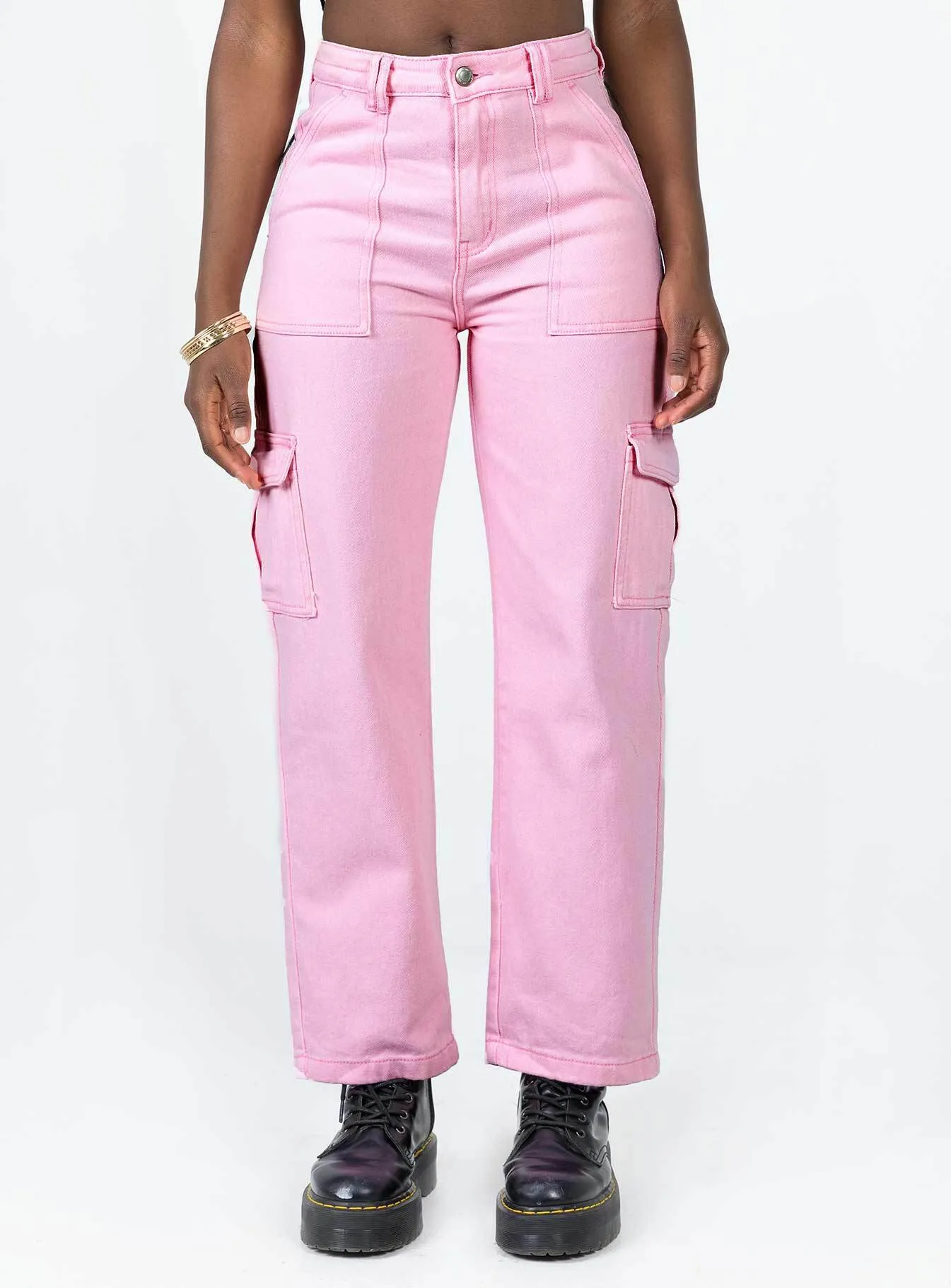 Basic Piece Routine Wear Adelaide Cargo Jeans Pink