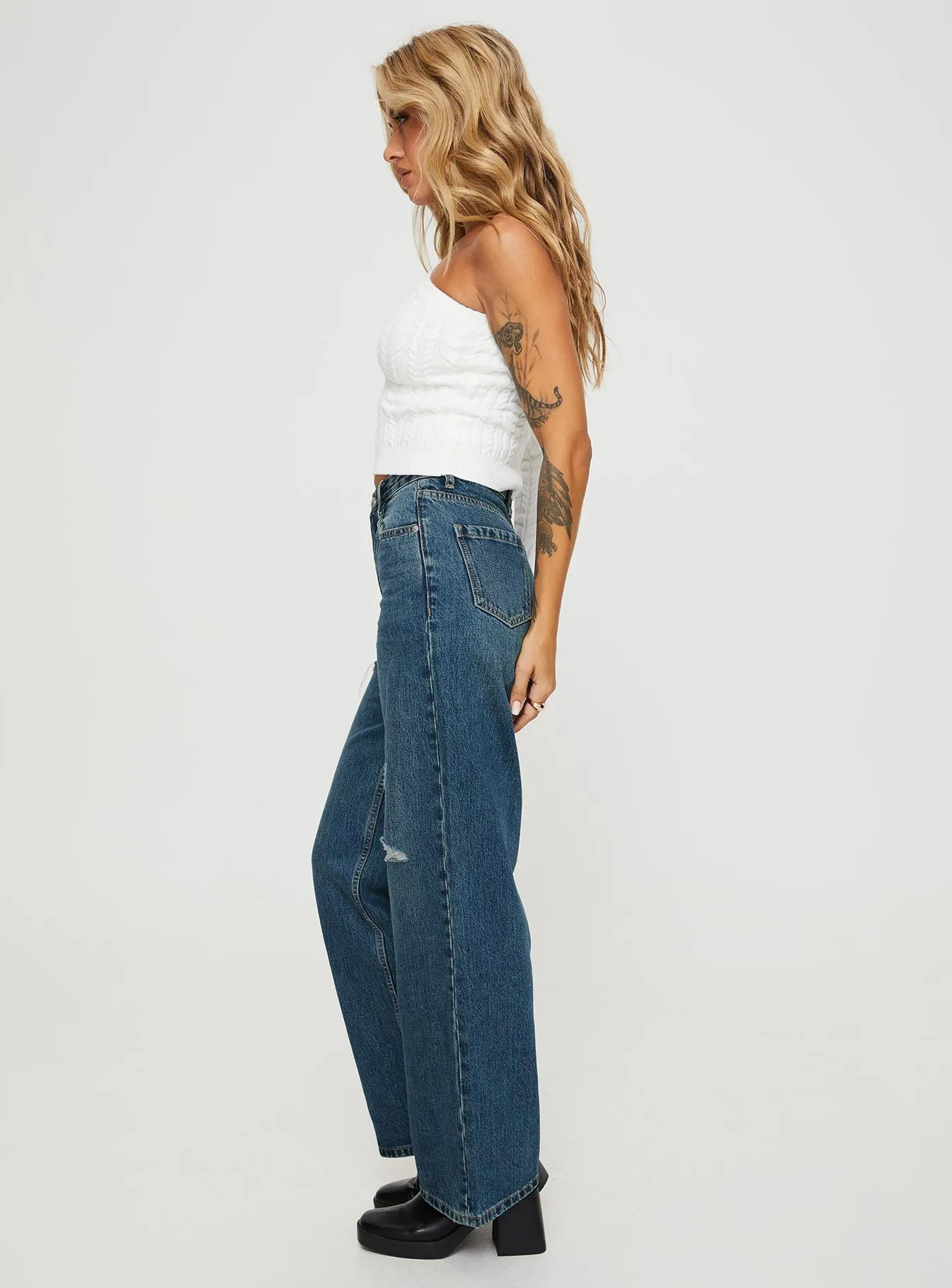 Everyday Layer All Around Fit Beetle High Rise Wide Leg Ripped Jeans Mid Wash