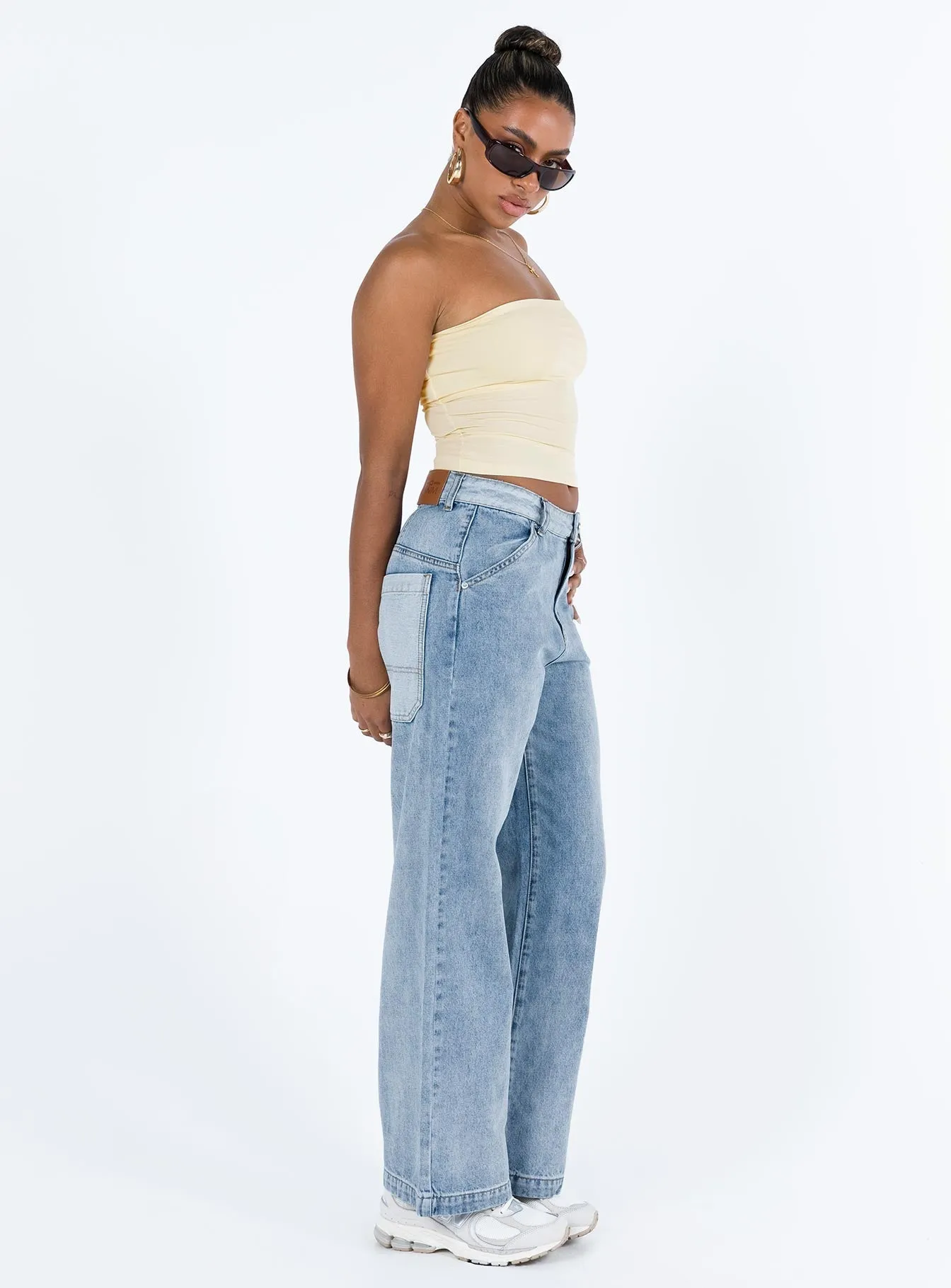 Brigid Jeans Mid Wash Denim Moisture Wicking Lining