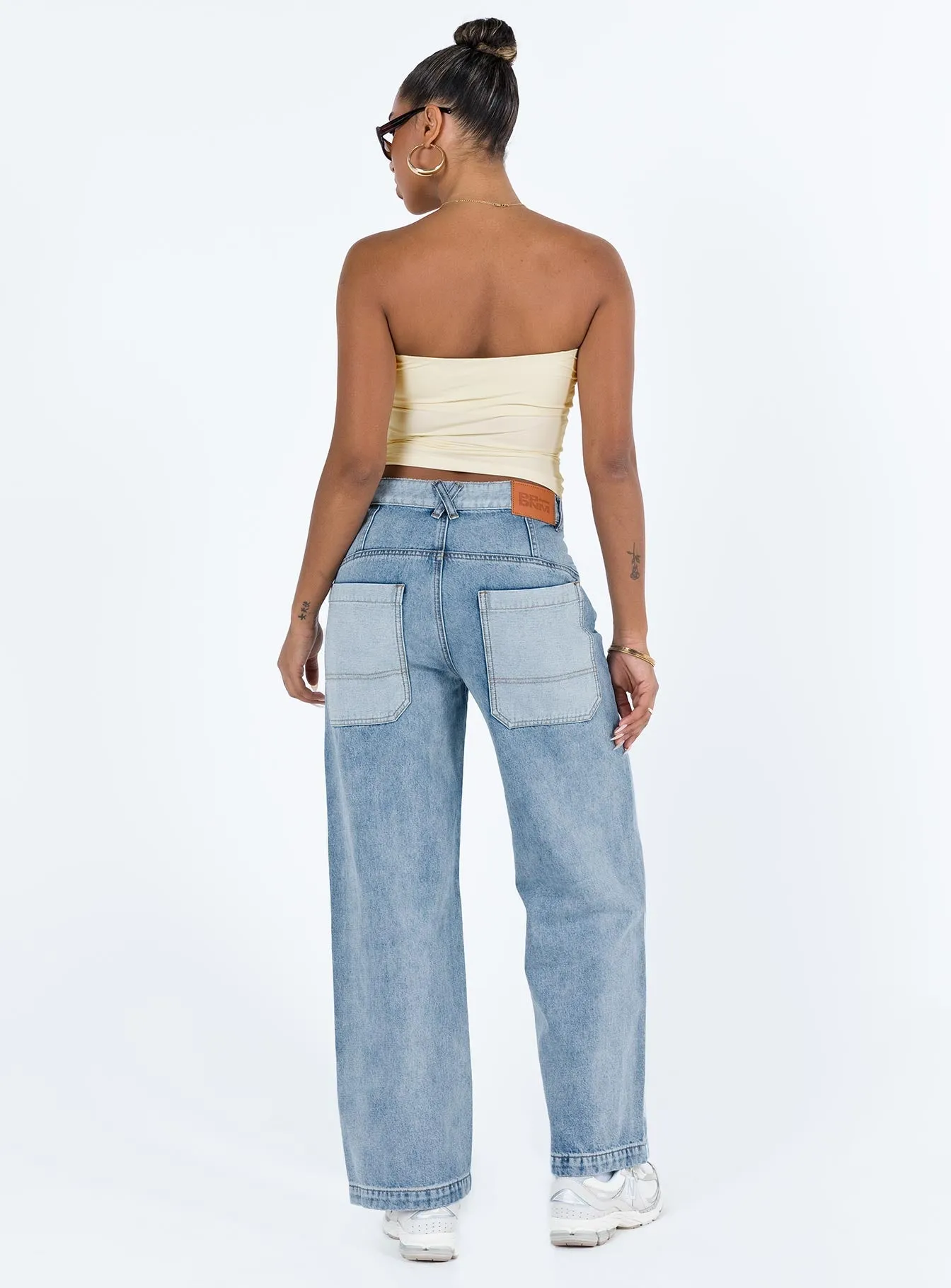 Brigid Jeans Mid Wash Denim Rainy Day Brunch Outfit