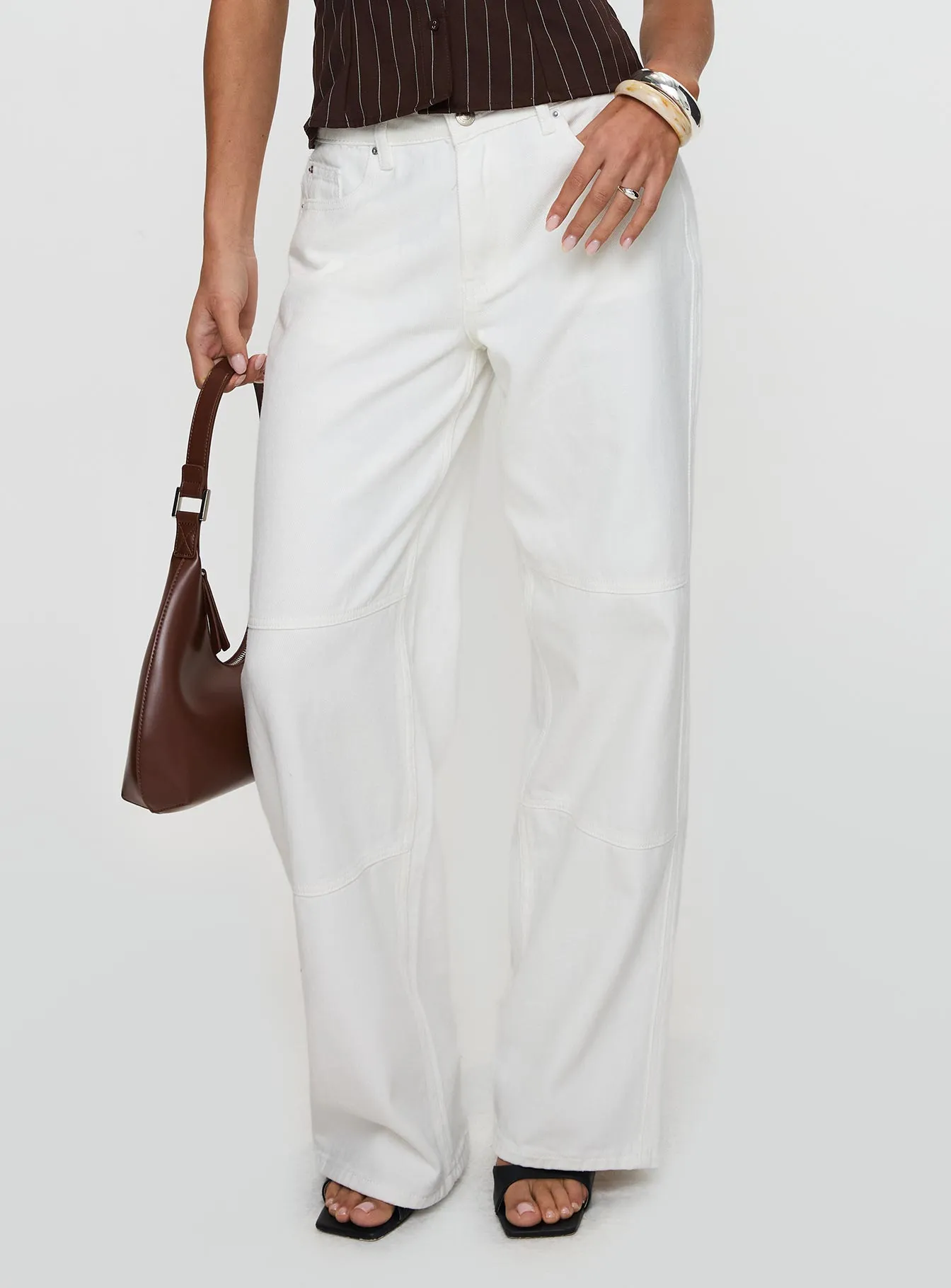 Companion Mid Rise Jean White Office Wear Modern