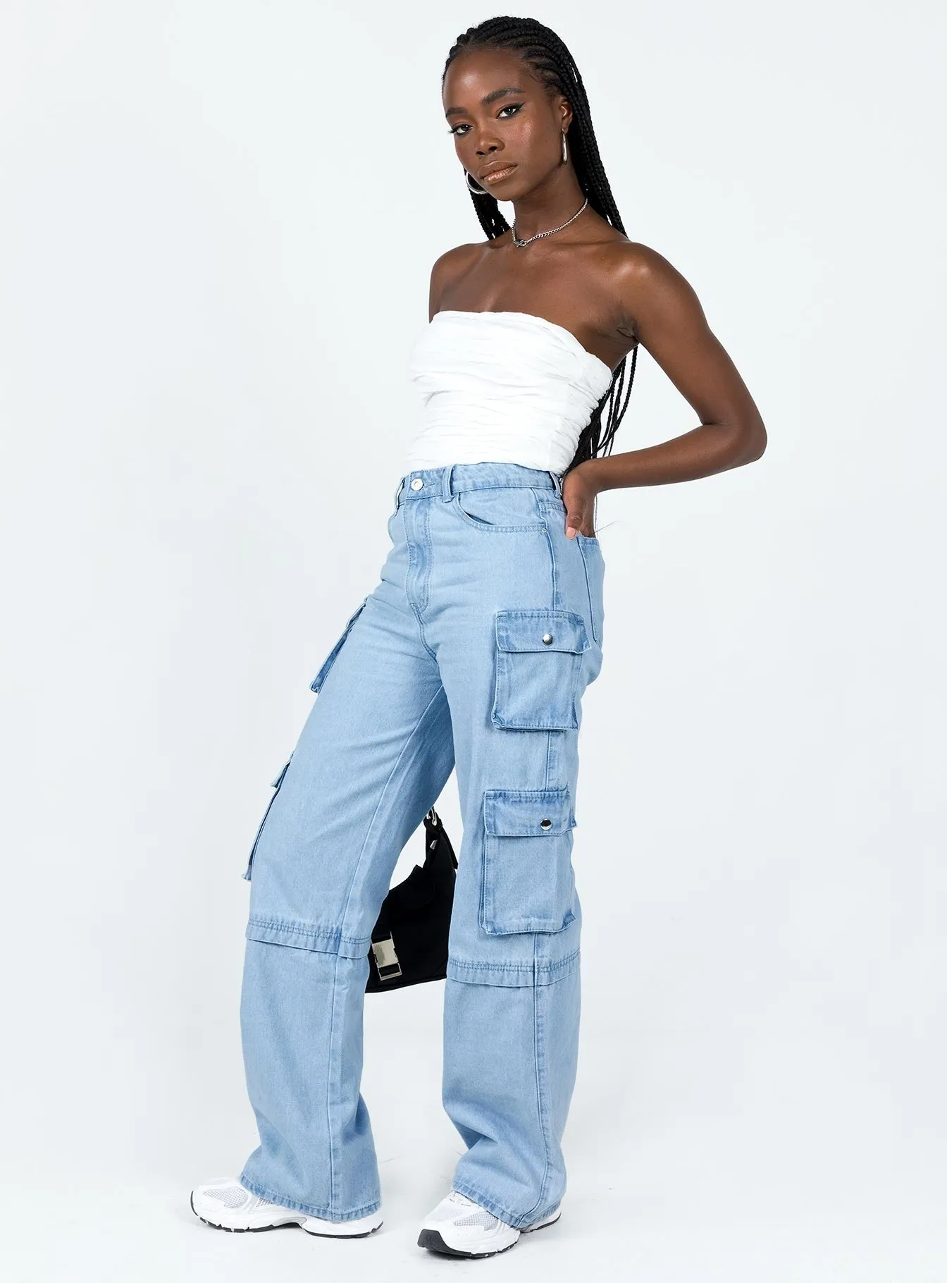 Darla Cargo Denim Jeans Light Wash Denim Casual Musthave Mood Layer