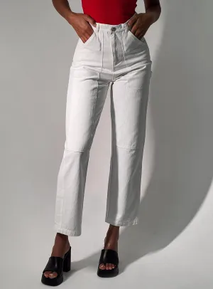 Cool Texture Dropouts Cargo Jeans White