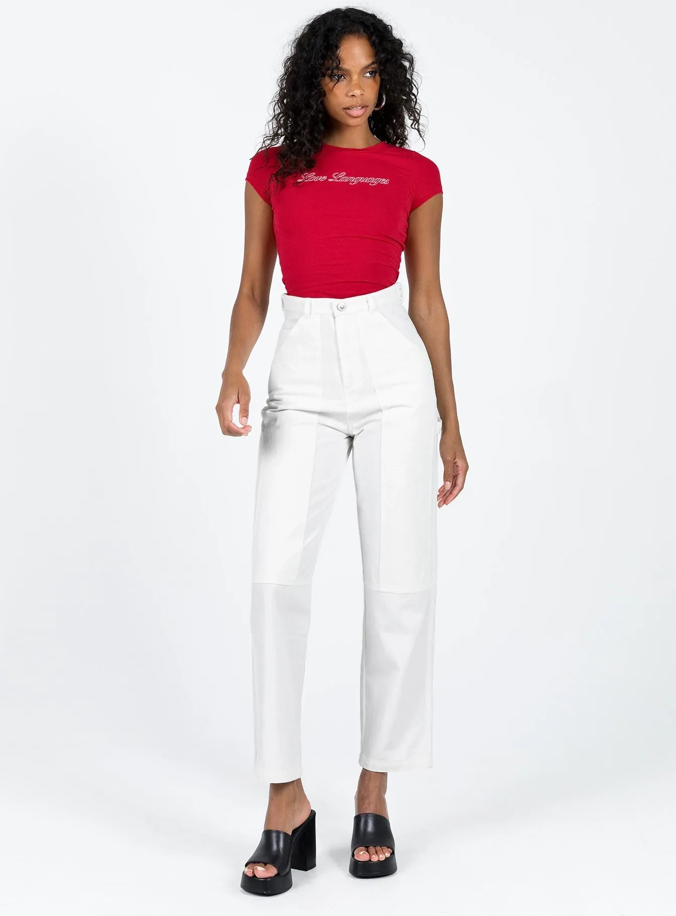 Minimal Shrinkage Fabric Dropouts Cargo Jeans White