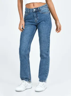 Multi Layer Knee Reinforcement Easy Essentials Marsher Slouch Jeans Mid Wash Denim