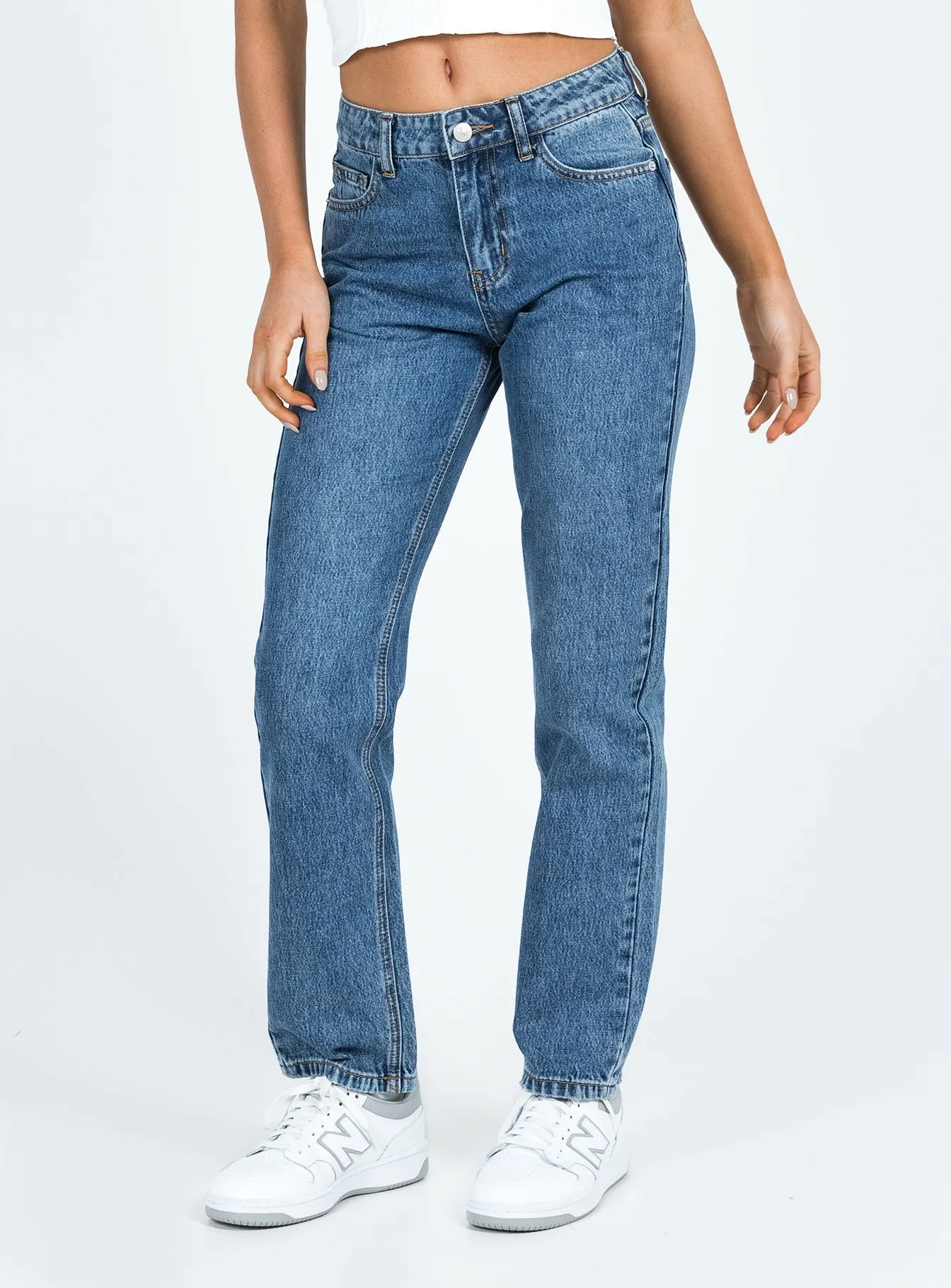 Multi Layer Knee Reinforcement Easy Essentials Marsher Slouch Jeans Mid Wash Denim