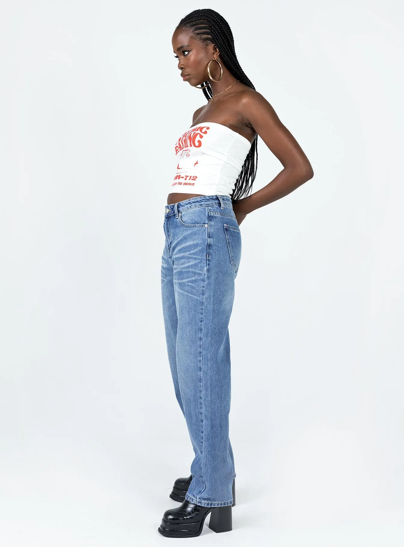 Mick Mid Wash Low Rise Jean Denim Smooth Style