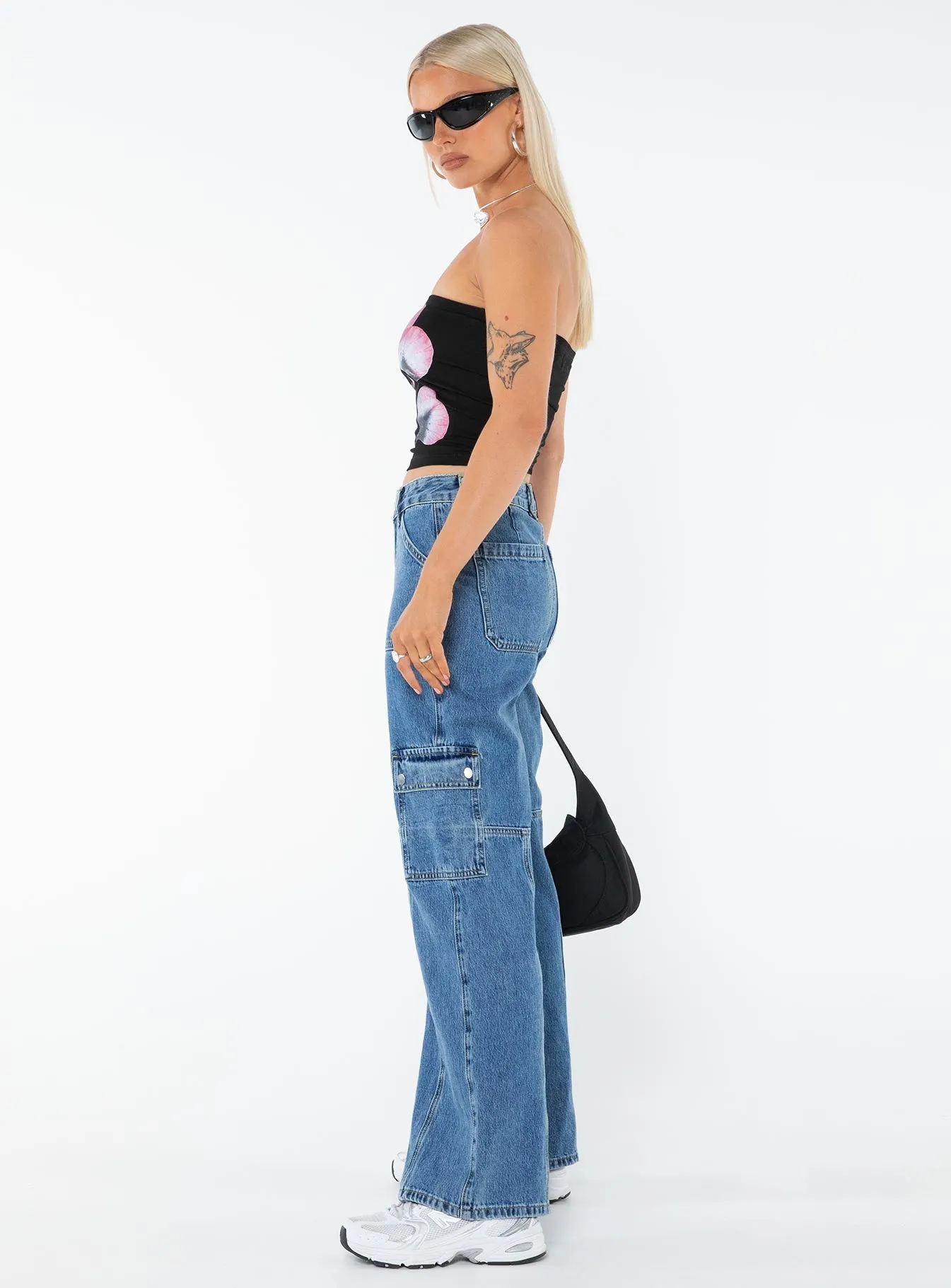 Sustainable Evening Stroll Casual Vincent Cargo Jeans Dark Wash Denim