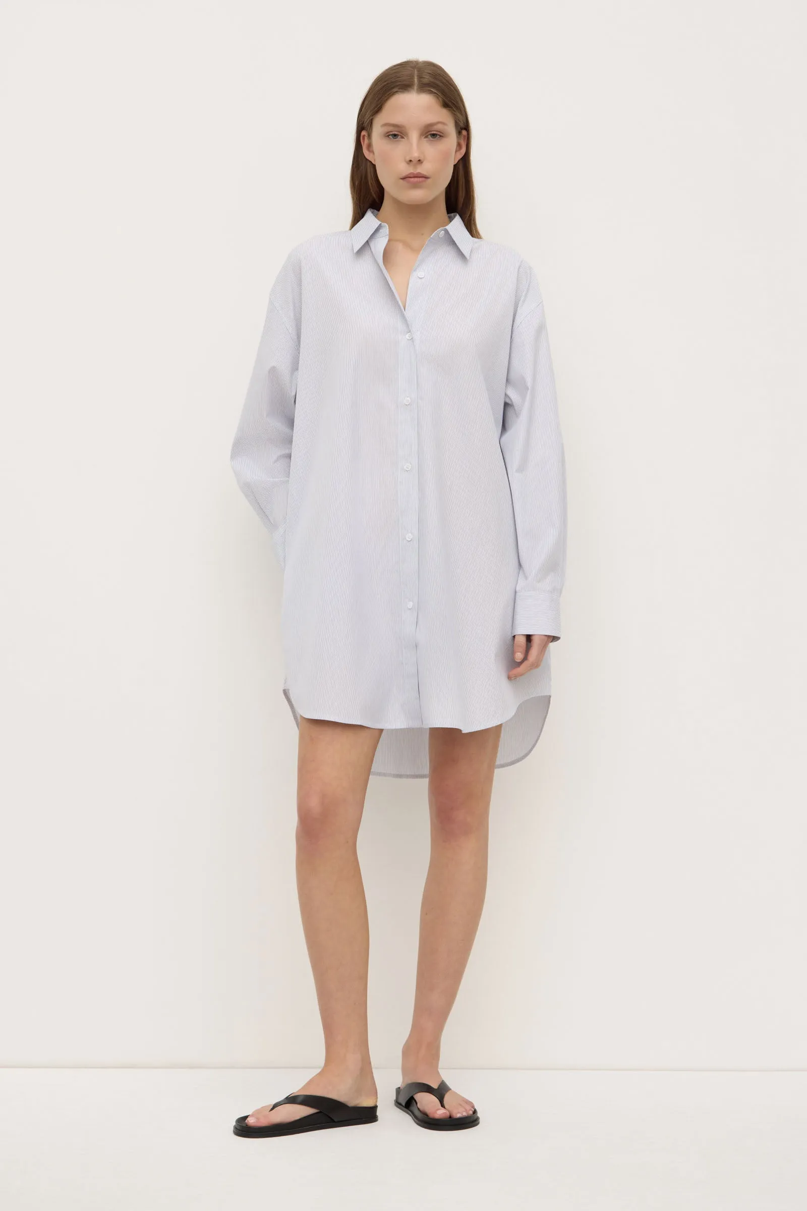 Cora Stripe Shirt Dress Clean Cut LowProfile Fasteners