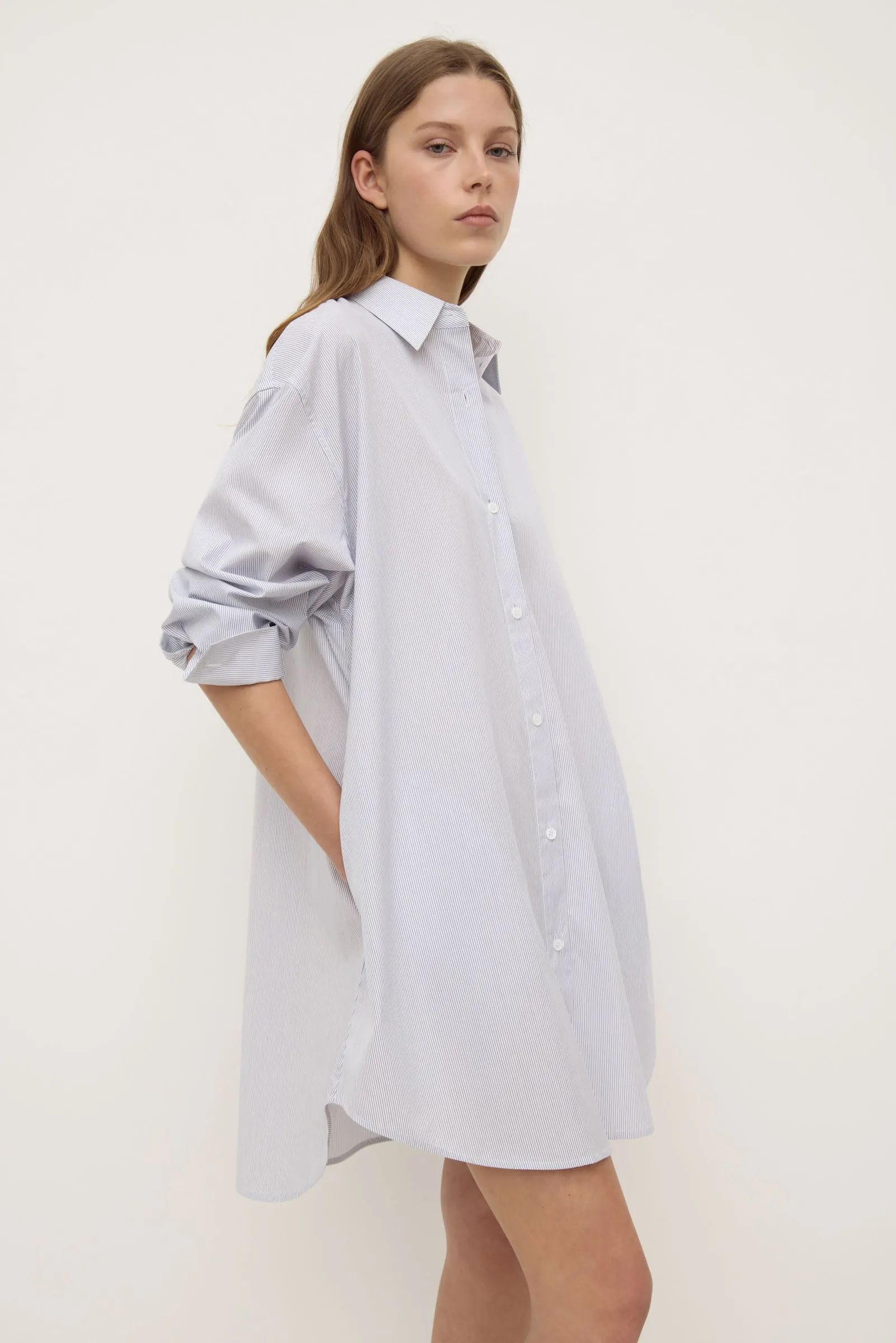 Cora Stripe Shirt Dress CompactPackability Office Glam