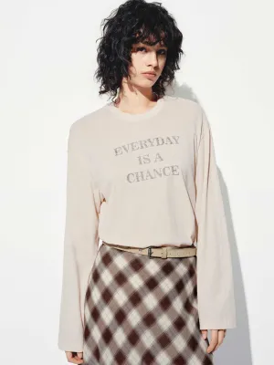 Long Sleeve Letter Print T-shirt Comfy Look Wear