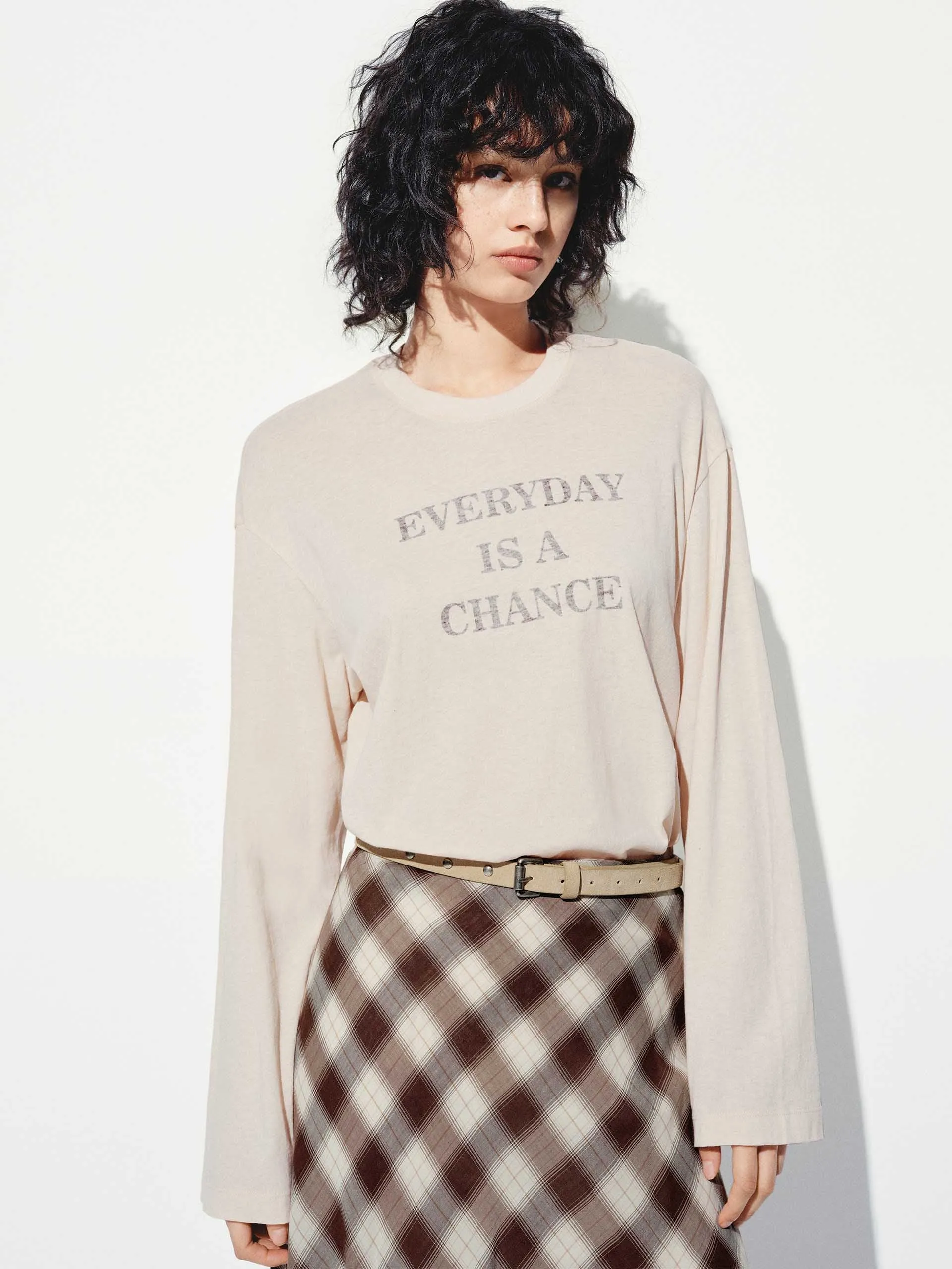 Vintage authenticity Long Sleeve Letter Print T-shirt